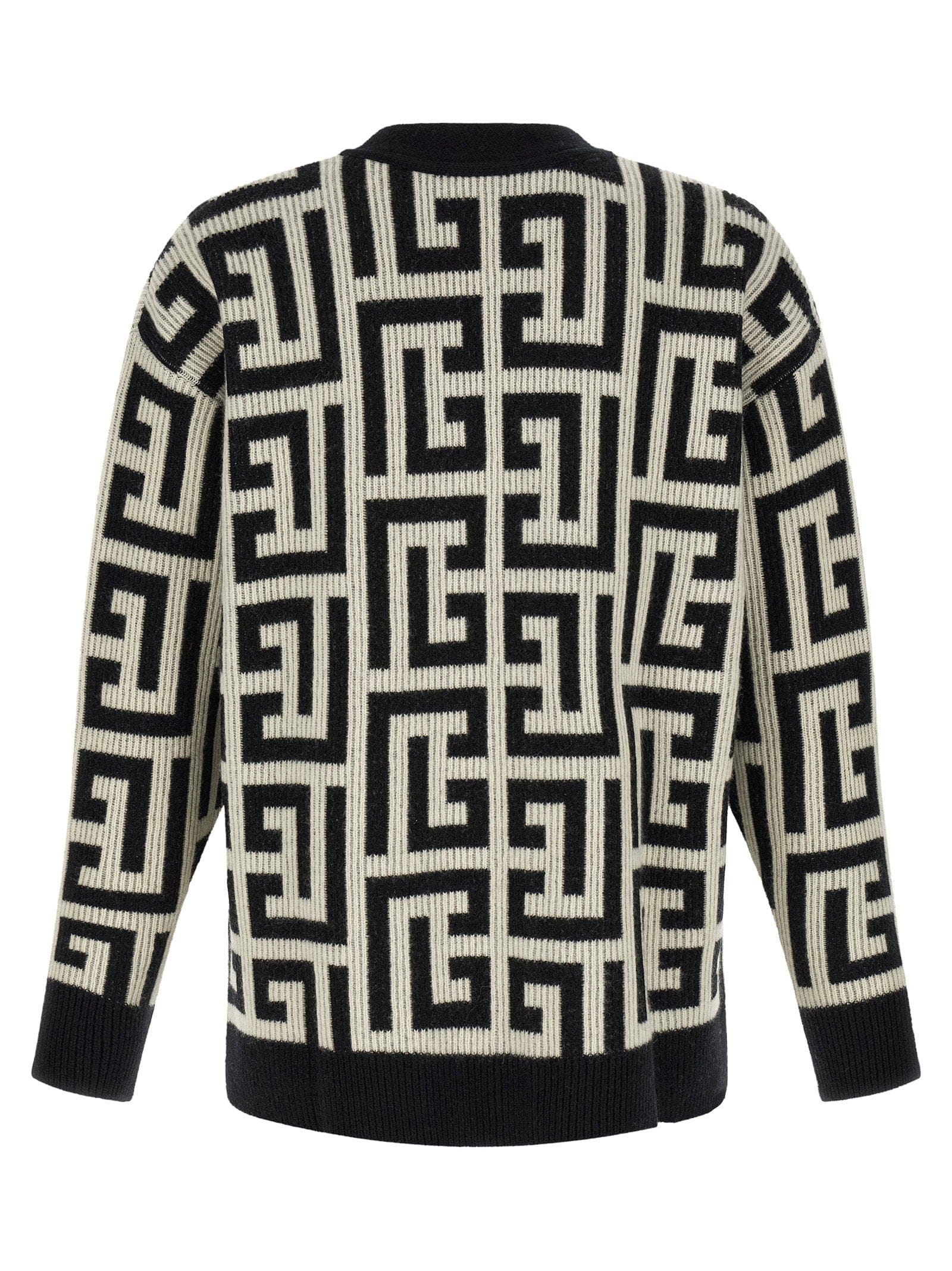 Balmain Monogram Macro Labyrinth - Print Cardigan — Black
