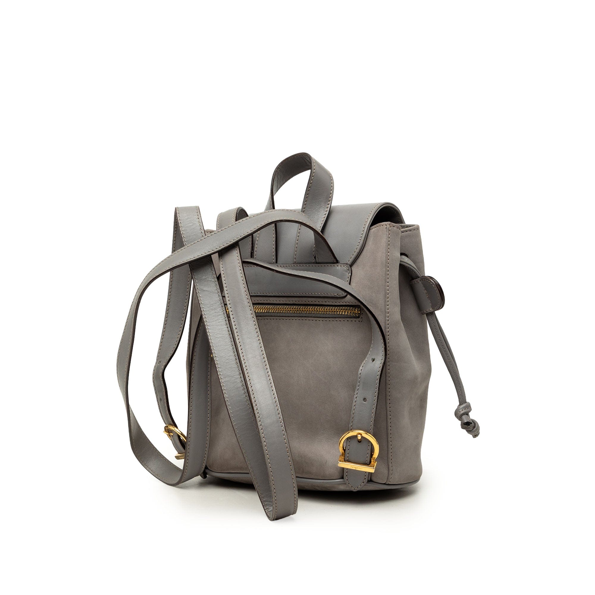 Ferragamo Suede Vara Bow Flap Drawstring Backpack