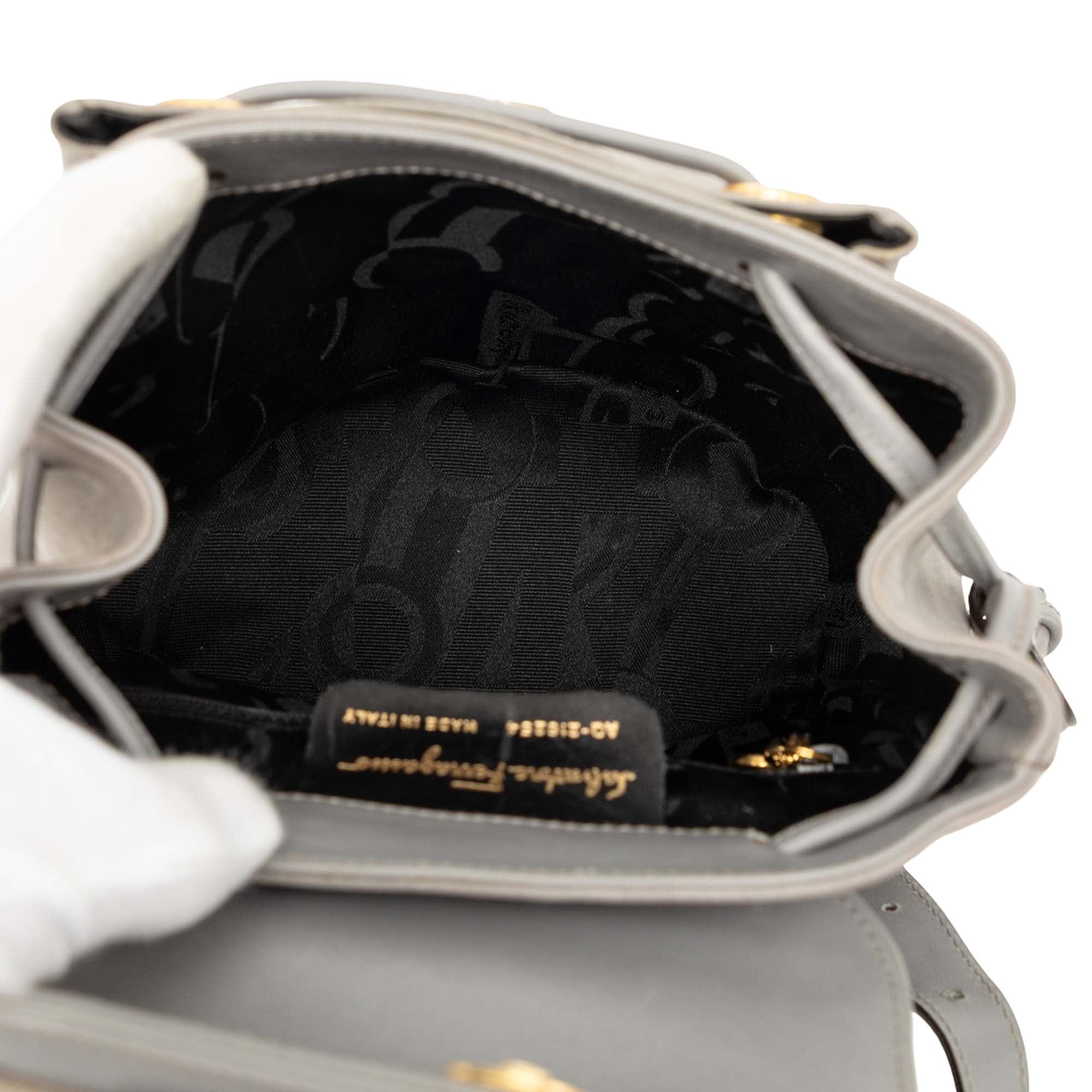 Ferragamo Suede Vara Bow Flap Drawstring Backpack