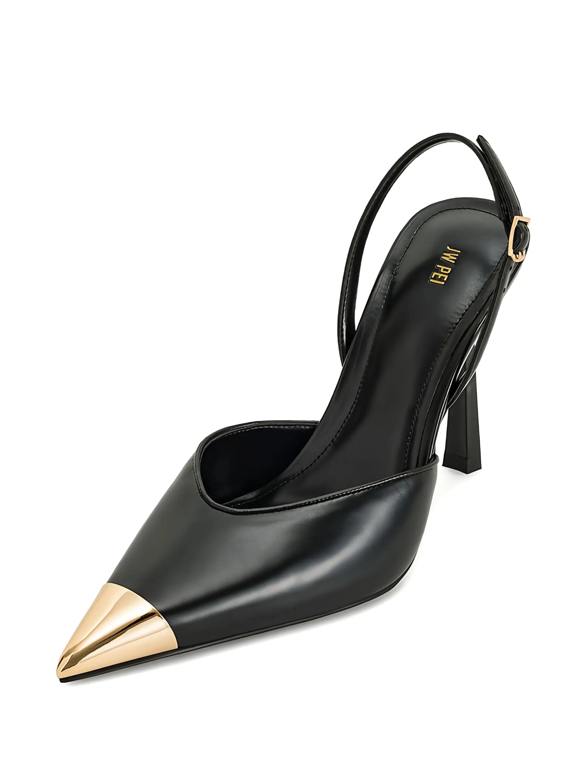 JW Pei 100 mm Gold Tipped Slingback sandals