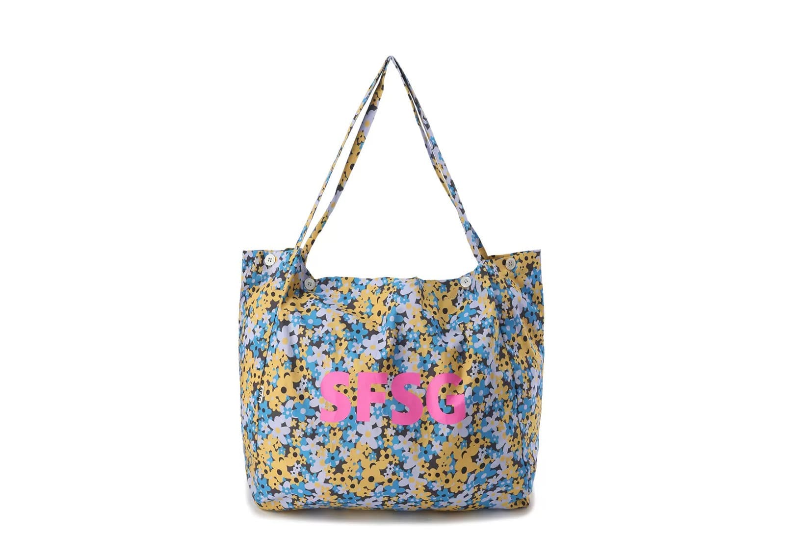 SFSG Floral Printed Logo Tote Bag Blue Yellow SFG4BSB016