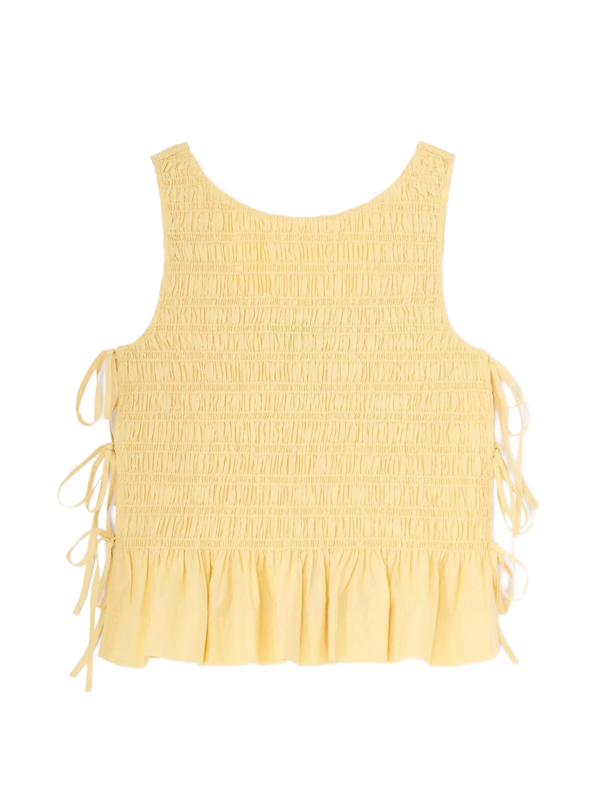 GANNI ruffled shirred tank top