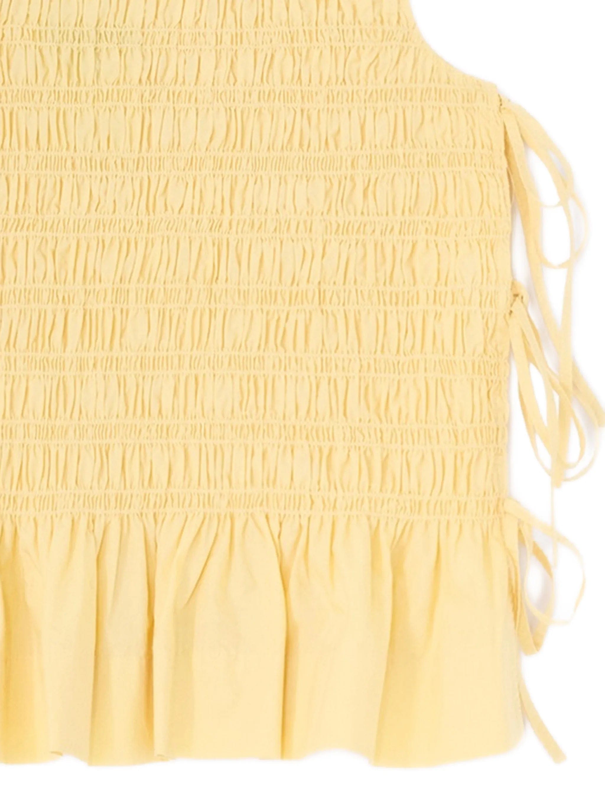 GANNI ruffled shirred tank top