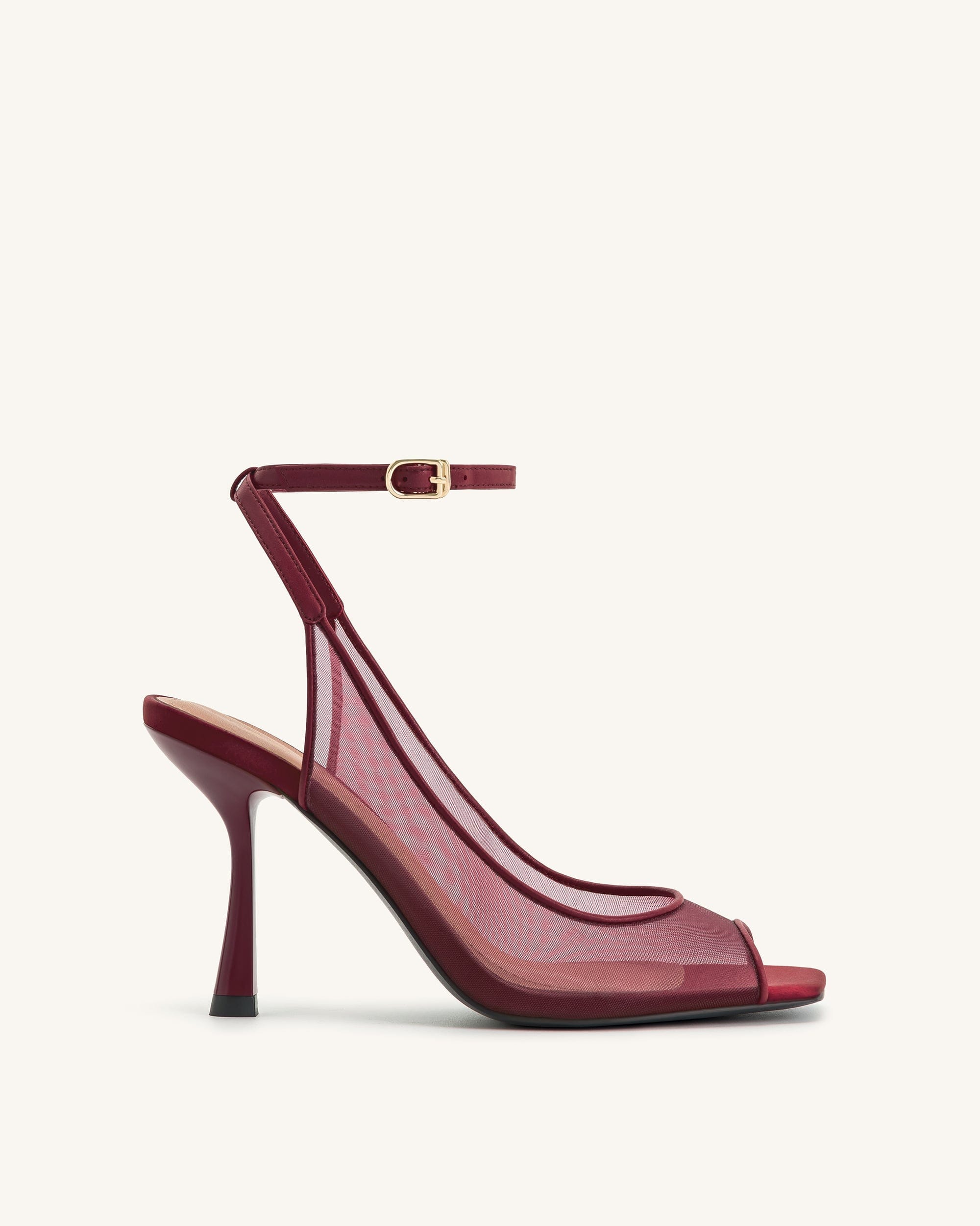 Jw Pei Serenity Open Toe Mesh Slingback Sandals Burgundy