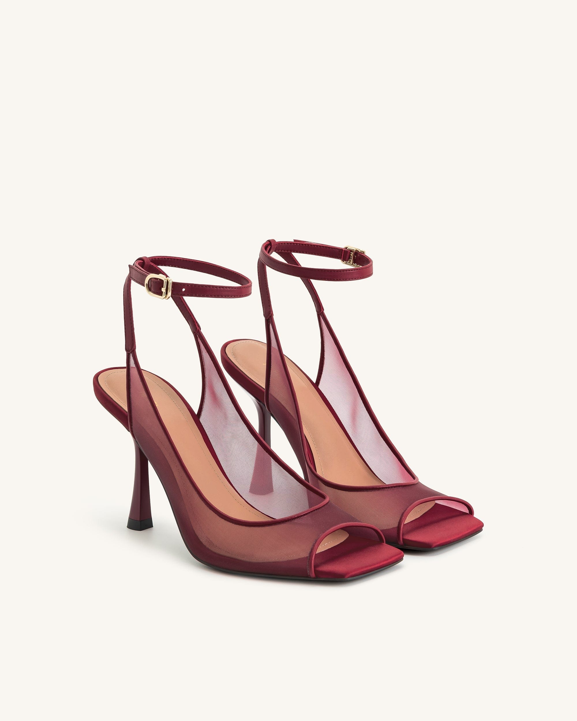 Jw Pei Serenity Open Toe Mesh Slingback Sandals Burgundy