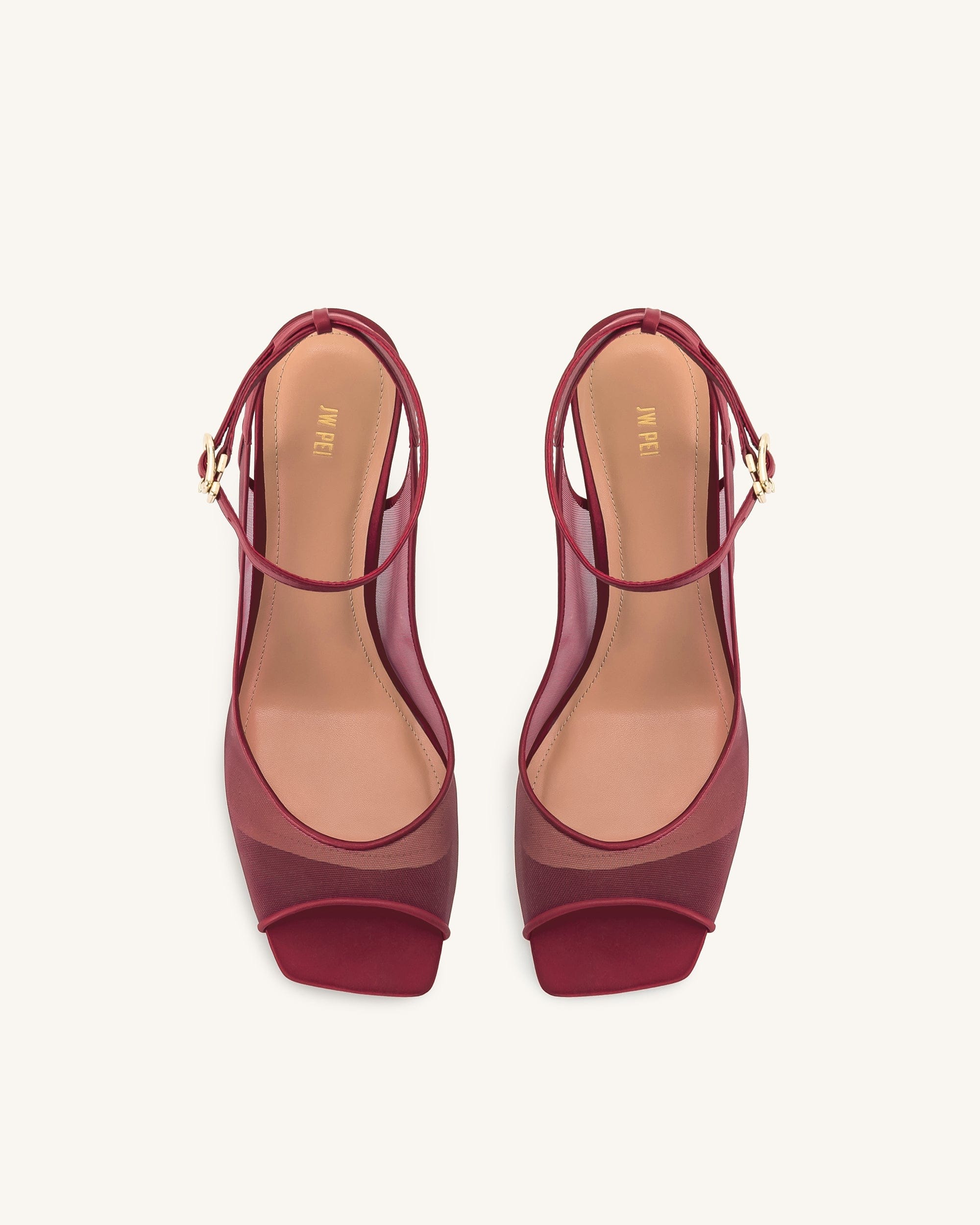 Jw Pei Serenity Open Toe Mesh Slingback Sandals Burgundy