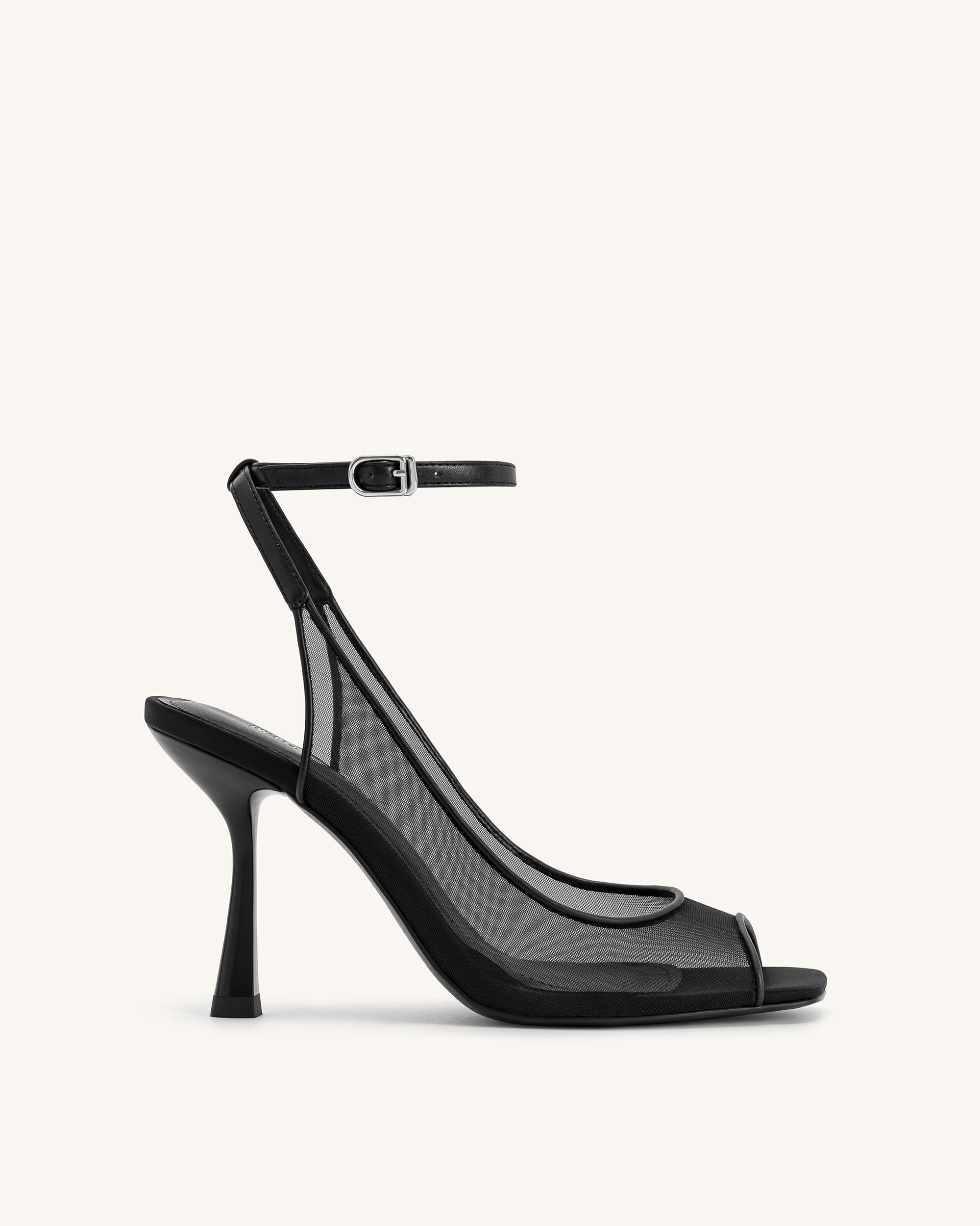 Jw Pei Serenity Open Toe Mesh Slingback Sandals Black