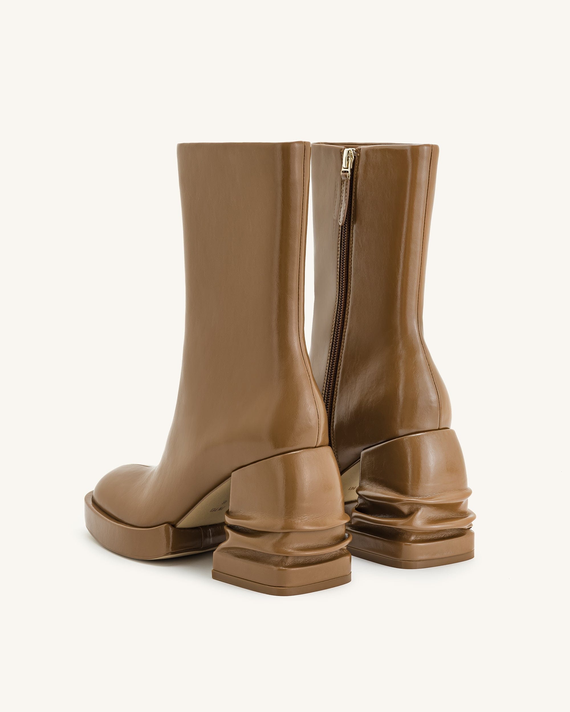 Jw Pei Saylor Round Toe Platform Ankle Boots Brown