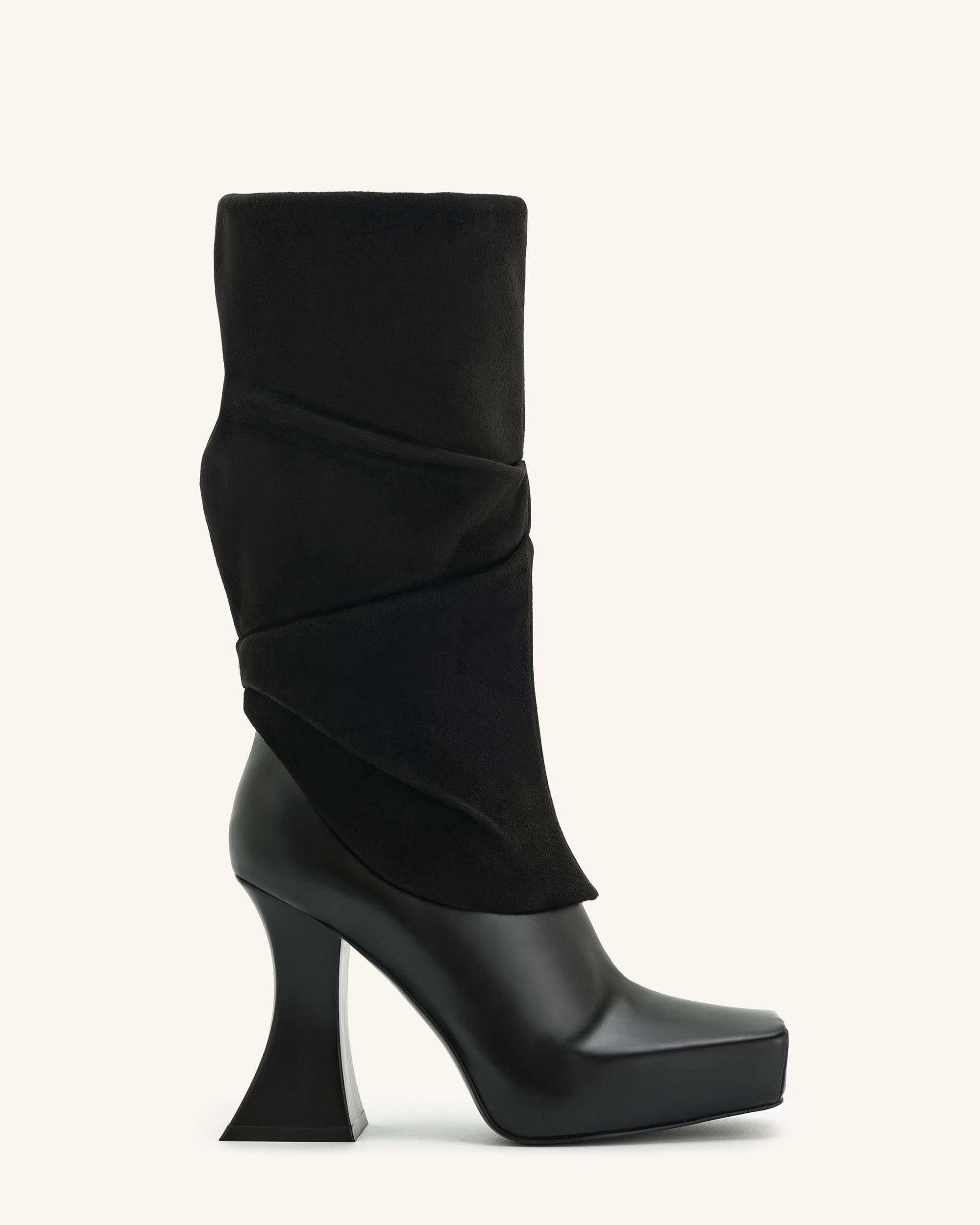Jw Pei Reyna Square Toe Platform Knit Boots Black