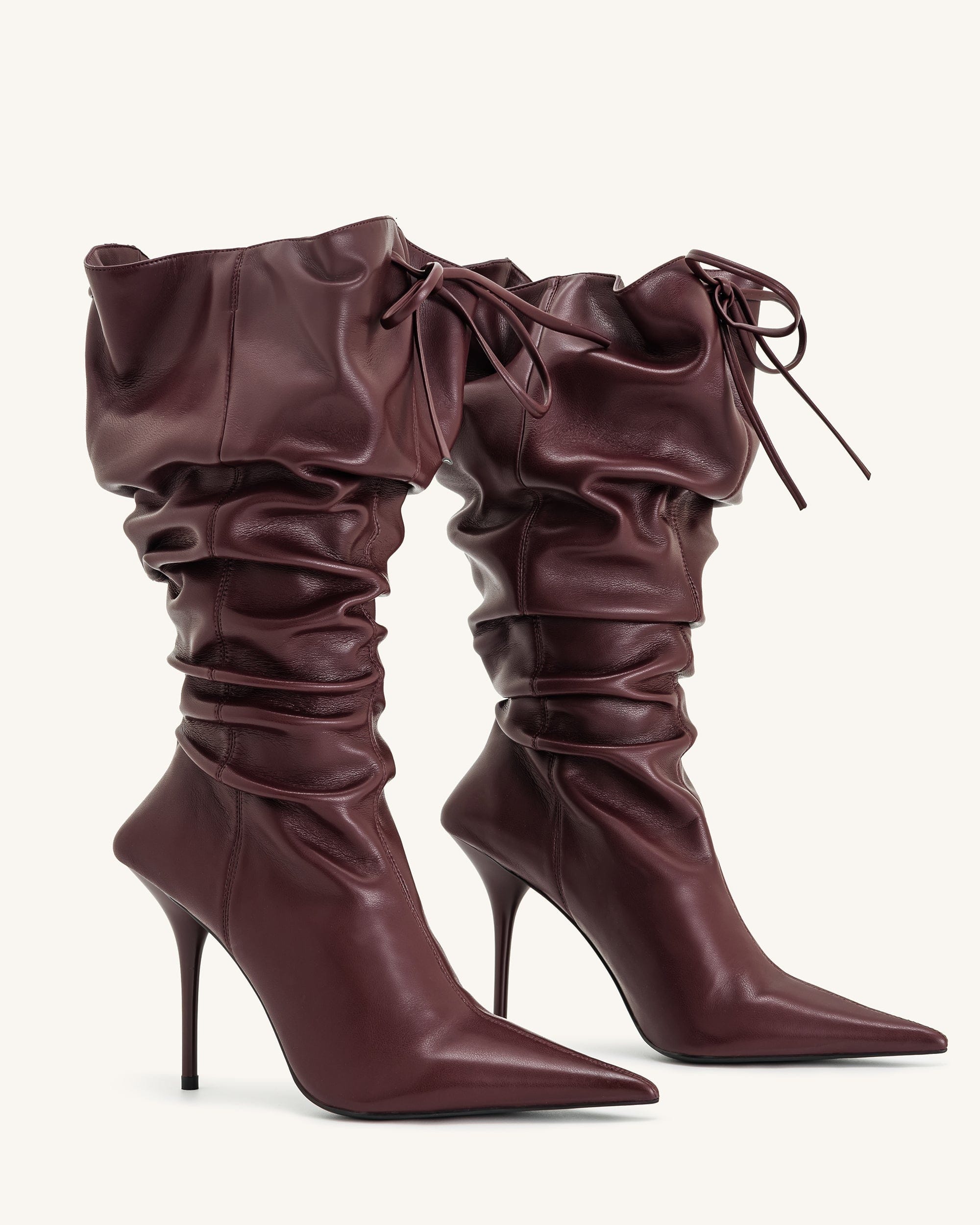 Jw Pei Olivia Leather High Heel Boots Burgundy