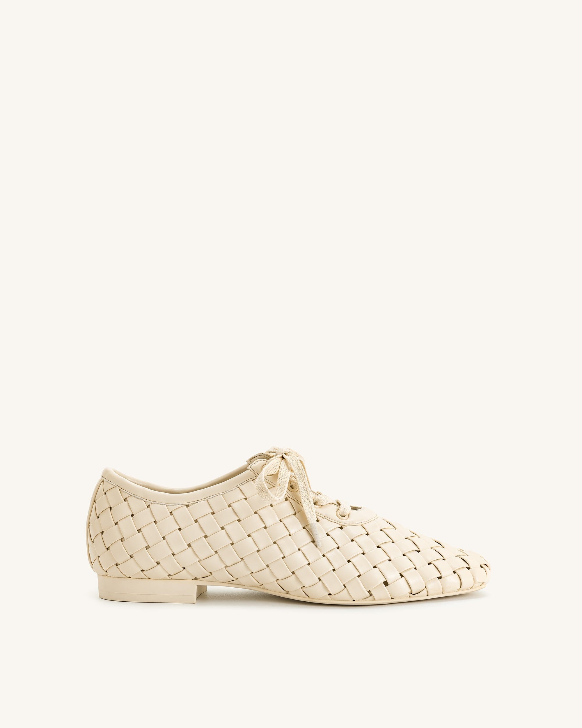 Jw Pei Kayla Weave Strap Flat Shoes Beige