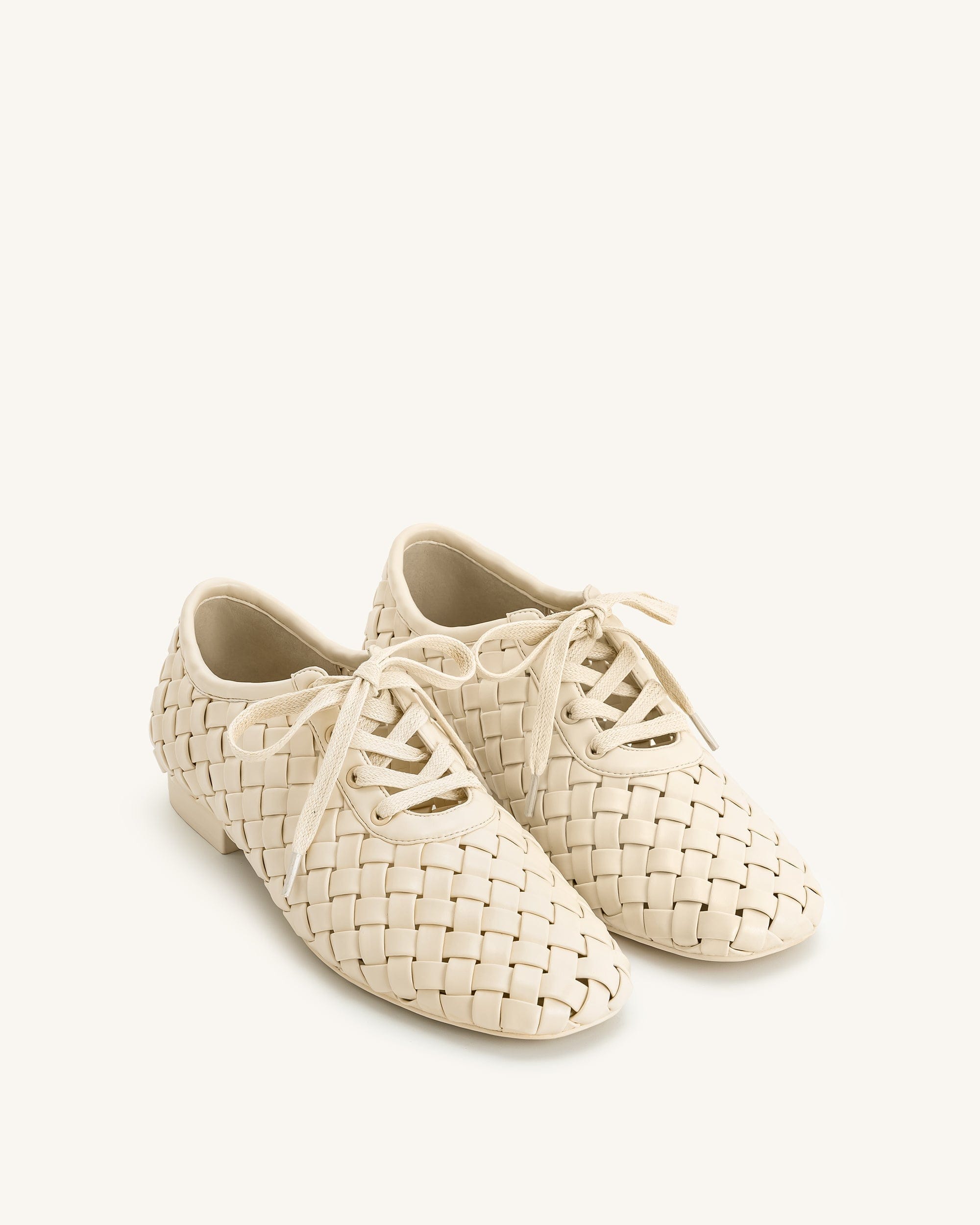 Jw Pei Kayla Weave Strap Flat Shoes Beige