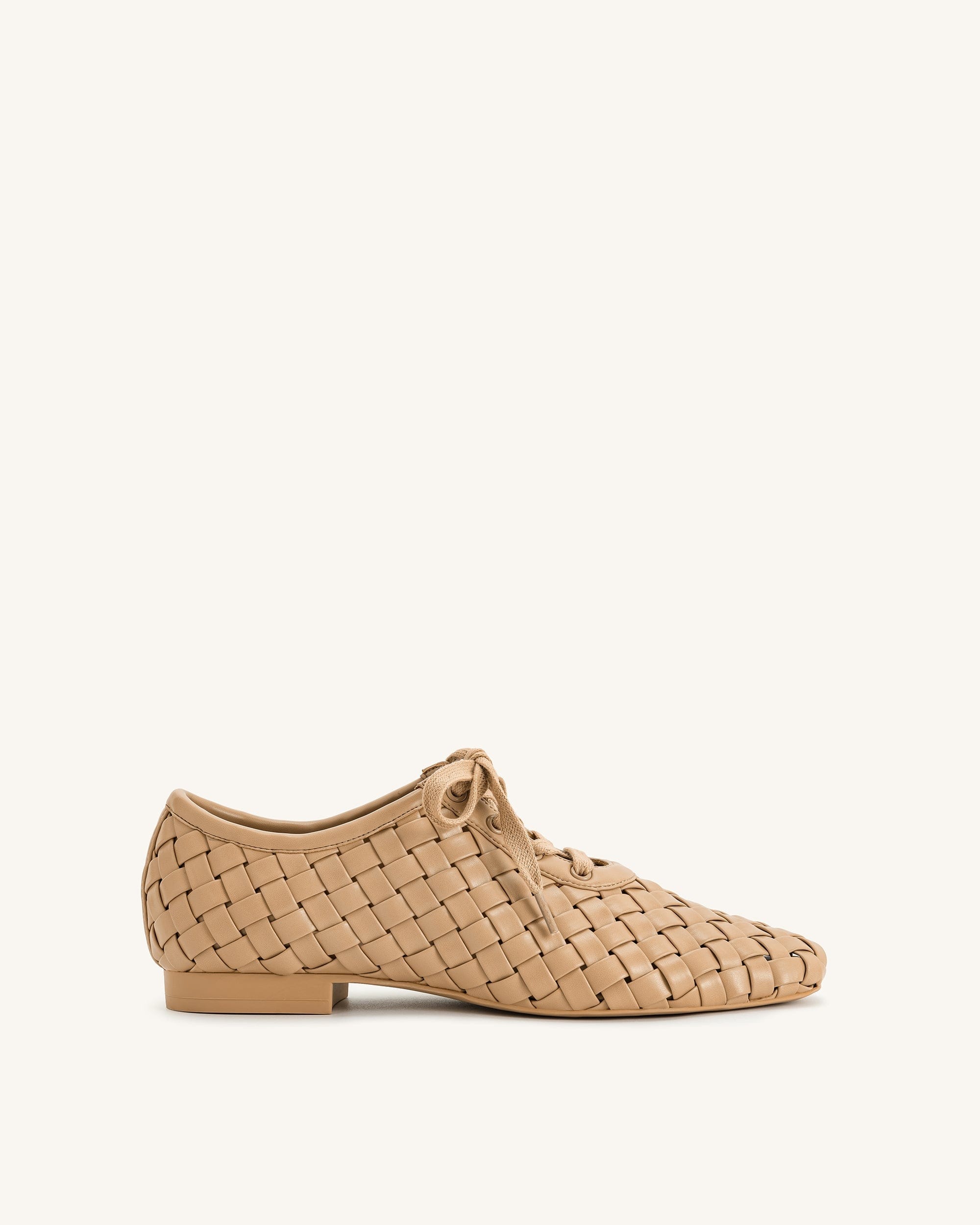 Jw Pei Kayla Weave Strap Flat Shoes Apricot