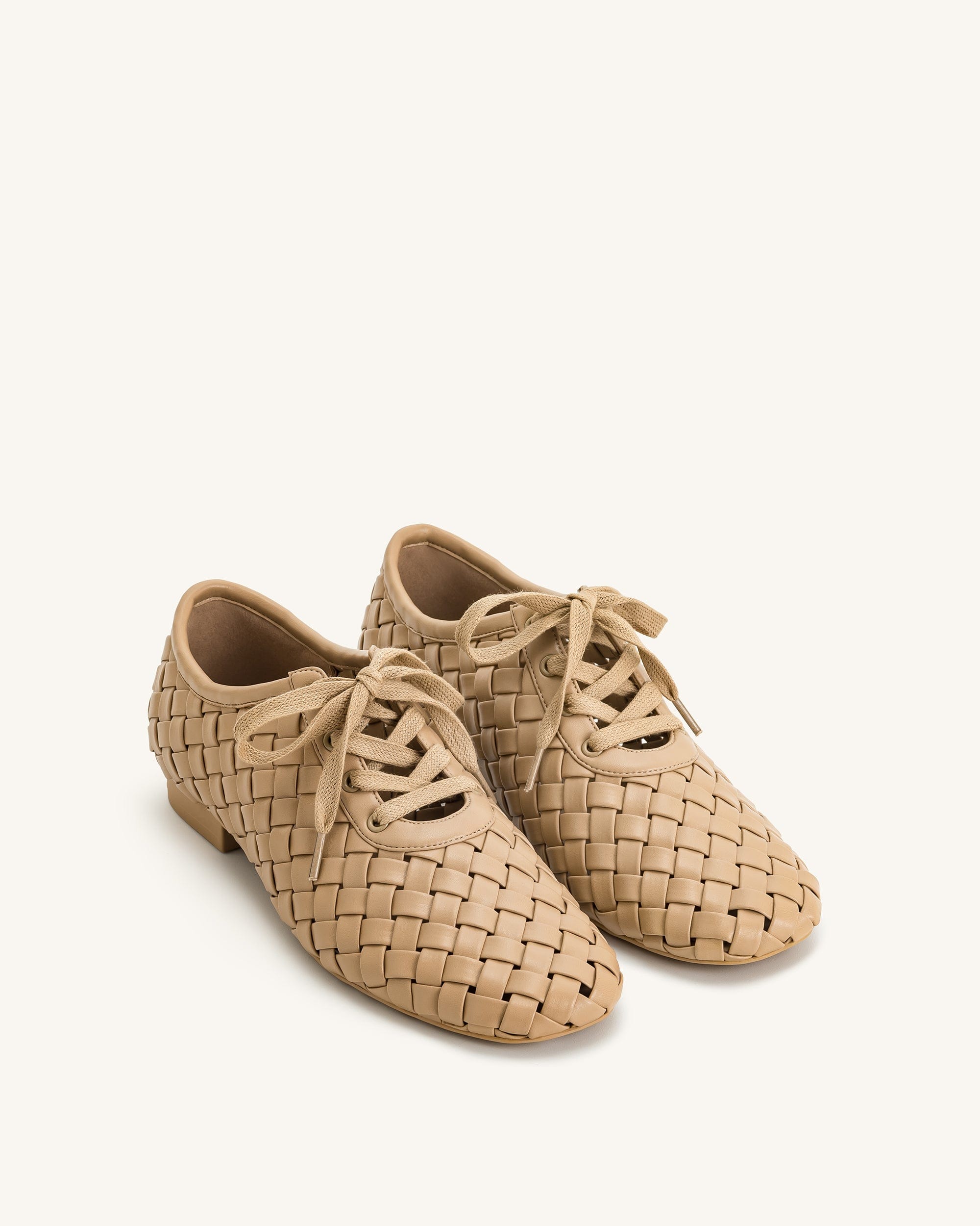 Jw Pei Kayla Weave Strap Flat Shoes Apricot