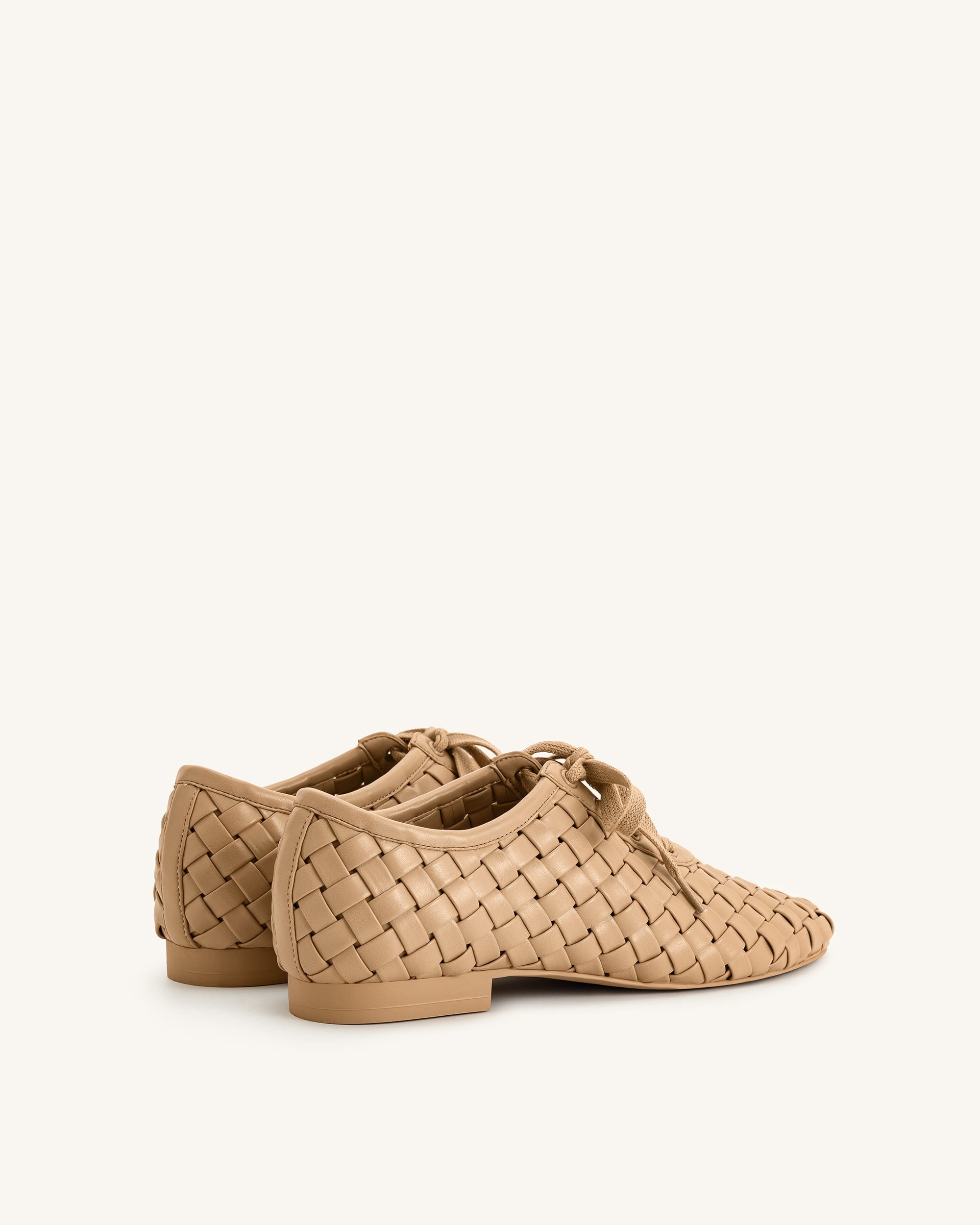 Jw Pei Kayla Weave Strap Flat Shoes Apricot