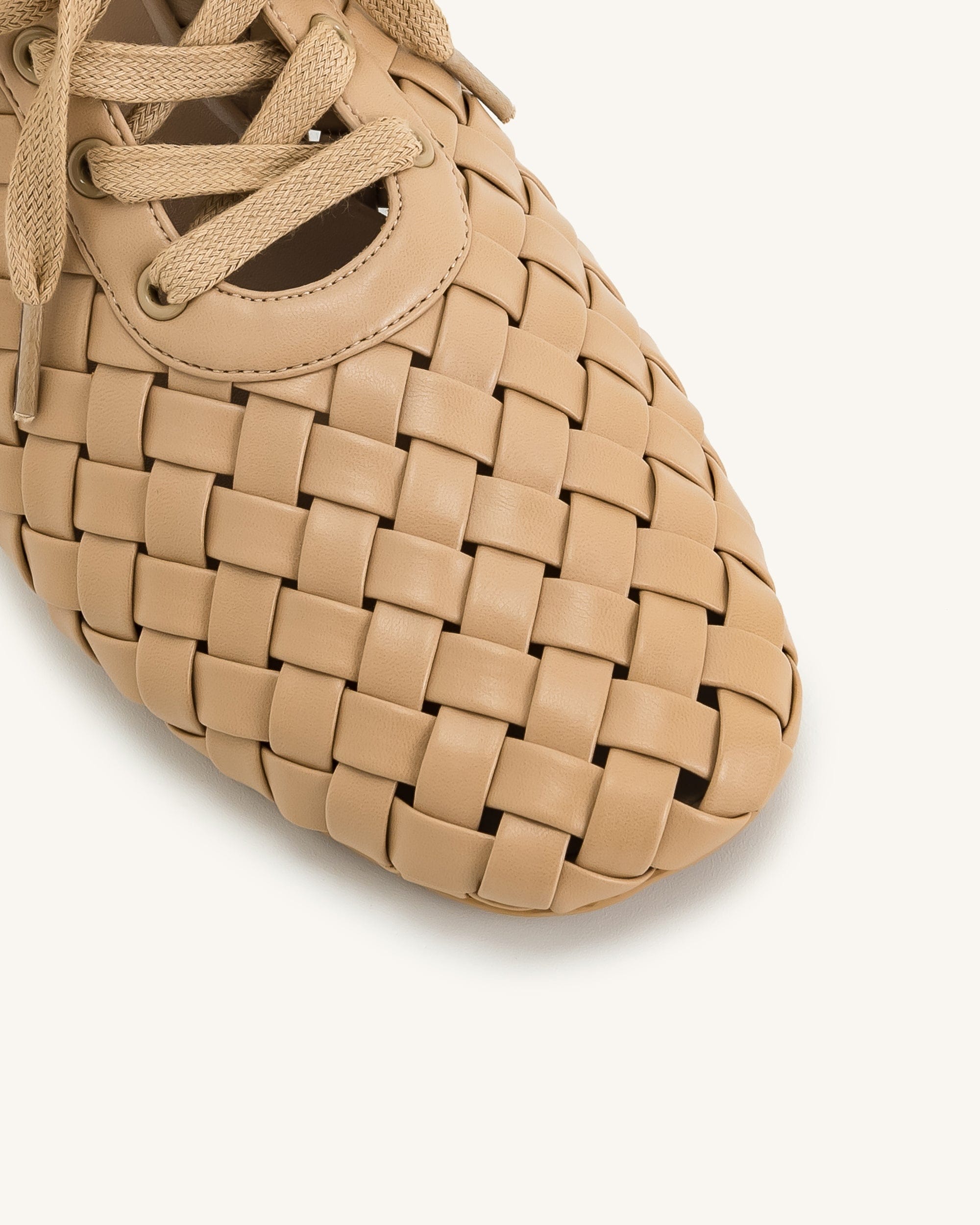 Jw Pei Kayla Weave Strap Flat Shoes Apricot