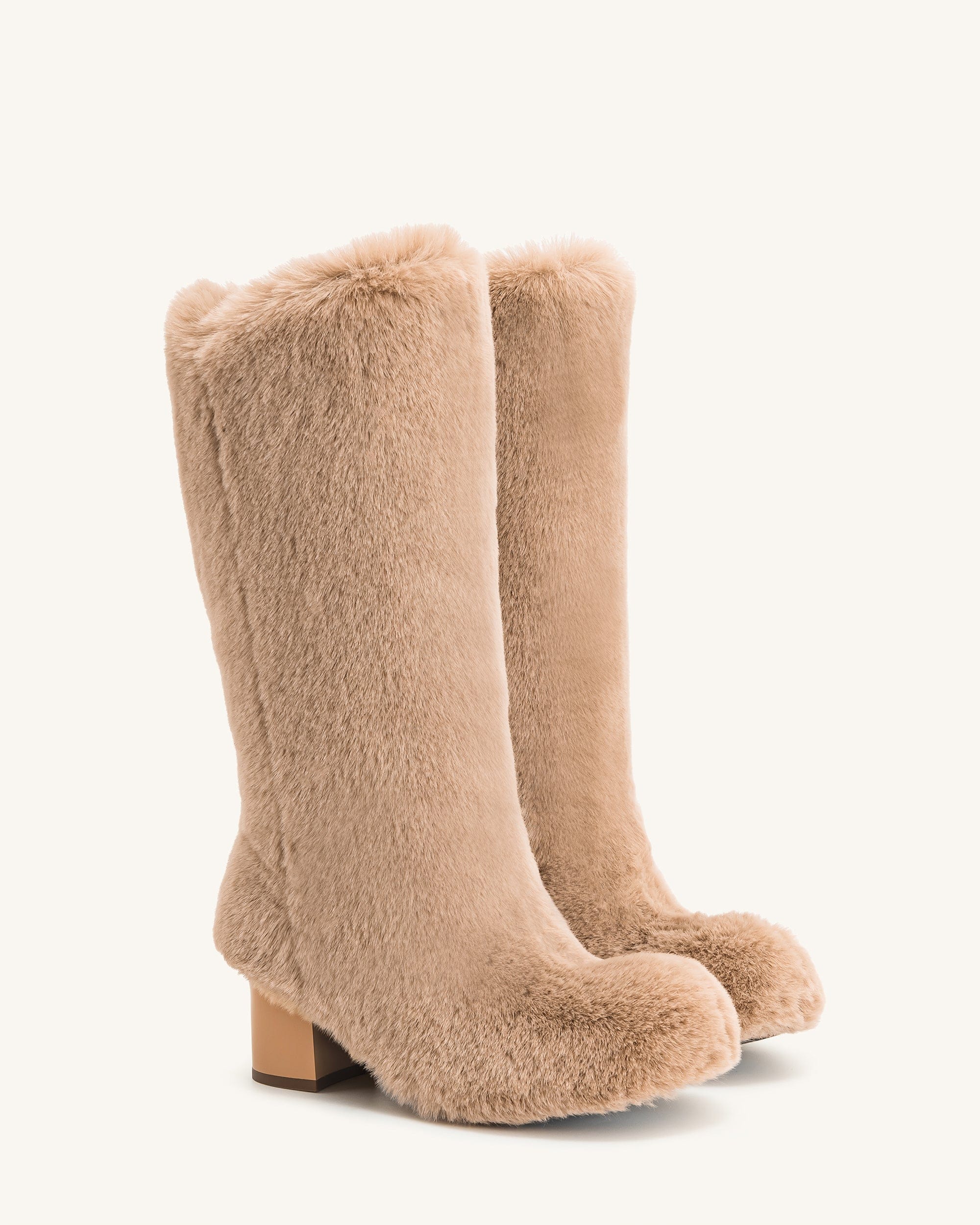 Jw Pei Isabella Slouchy Faux Fur Boots Beige