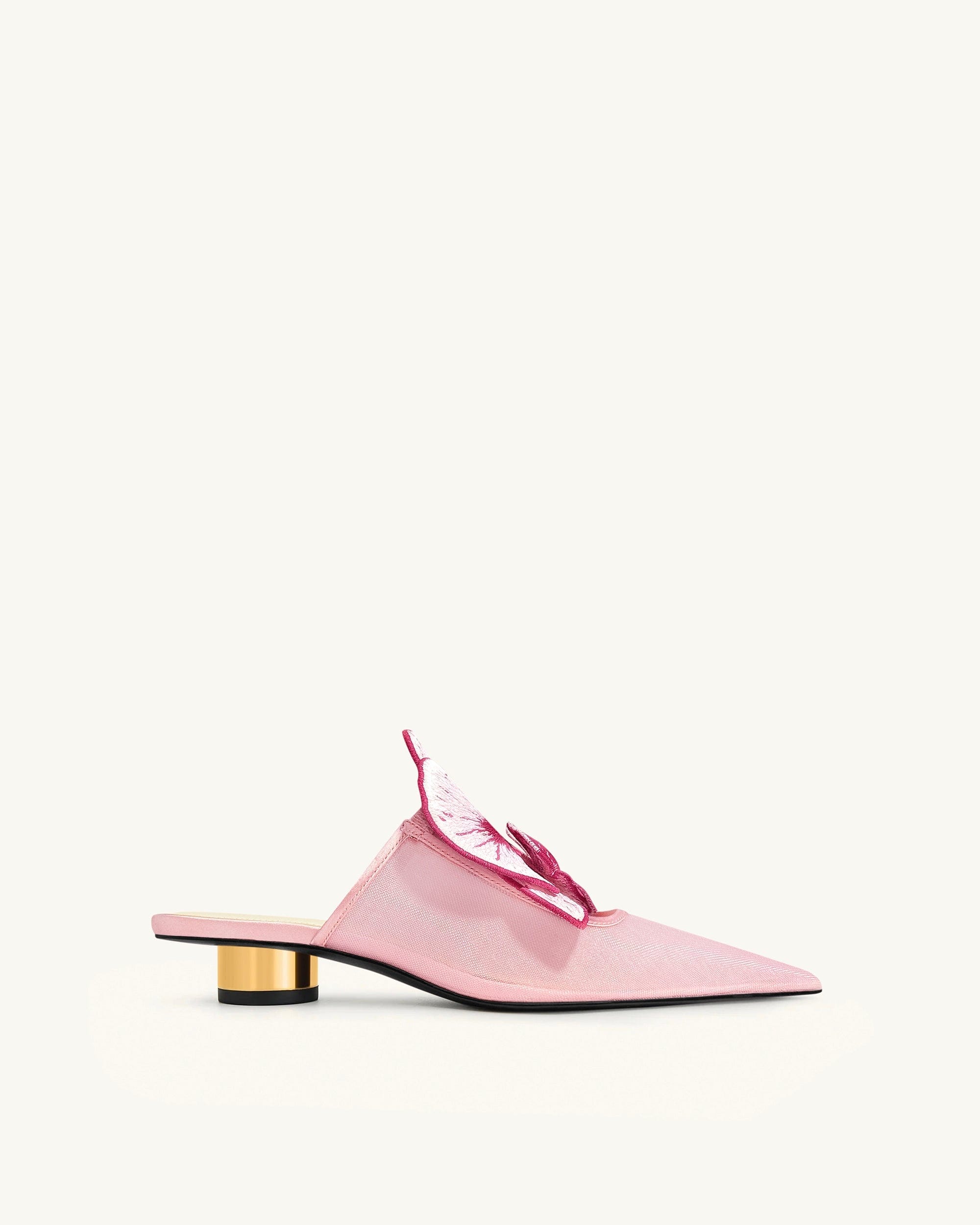 Jw Pei Helena Embroidery Decoration Pierced Mules Pink