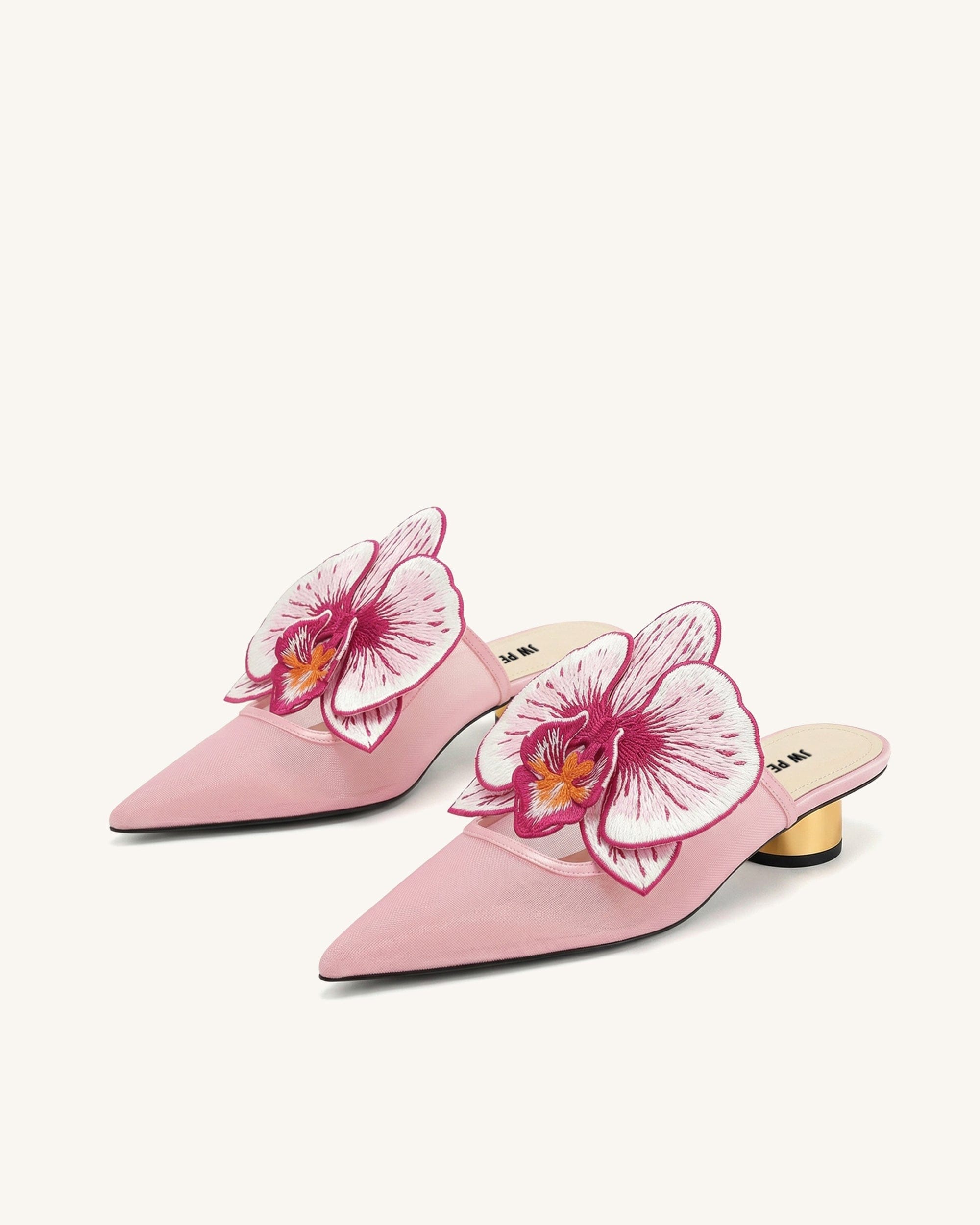 Jw Pei Helena Embroidery Decoration Pierced Mules Pink