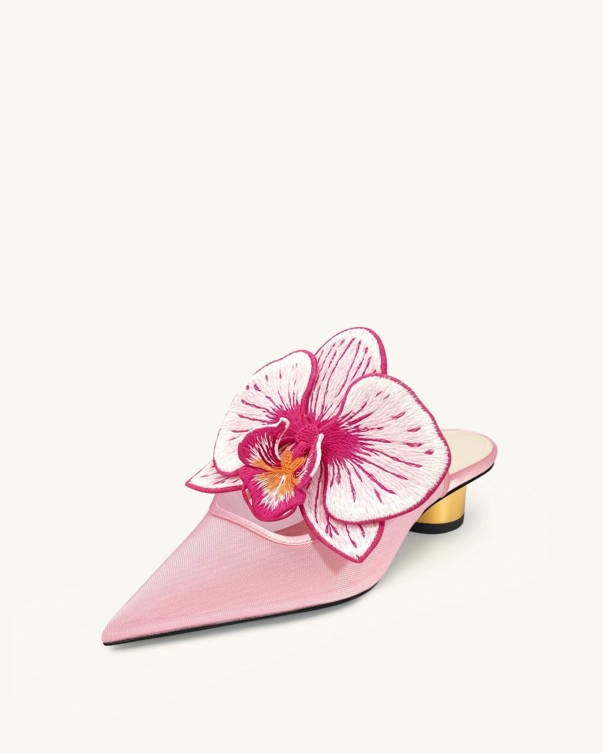 Jw Pei Helena Embroidery Decoration Pierced Mules Pink