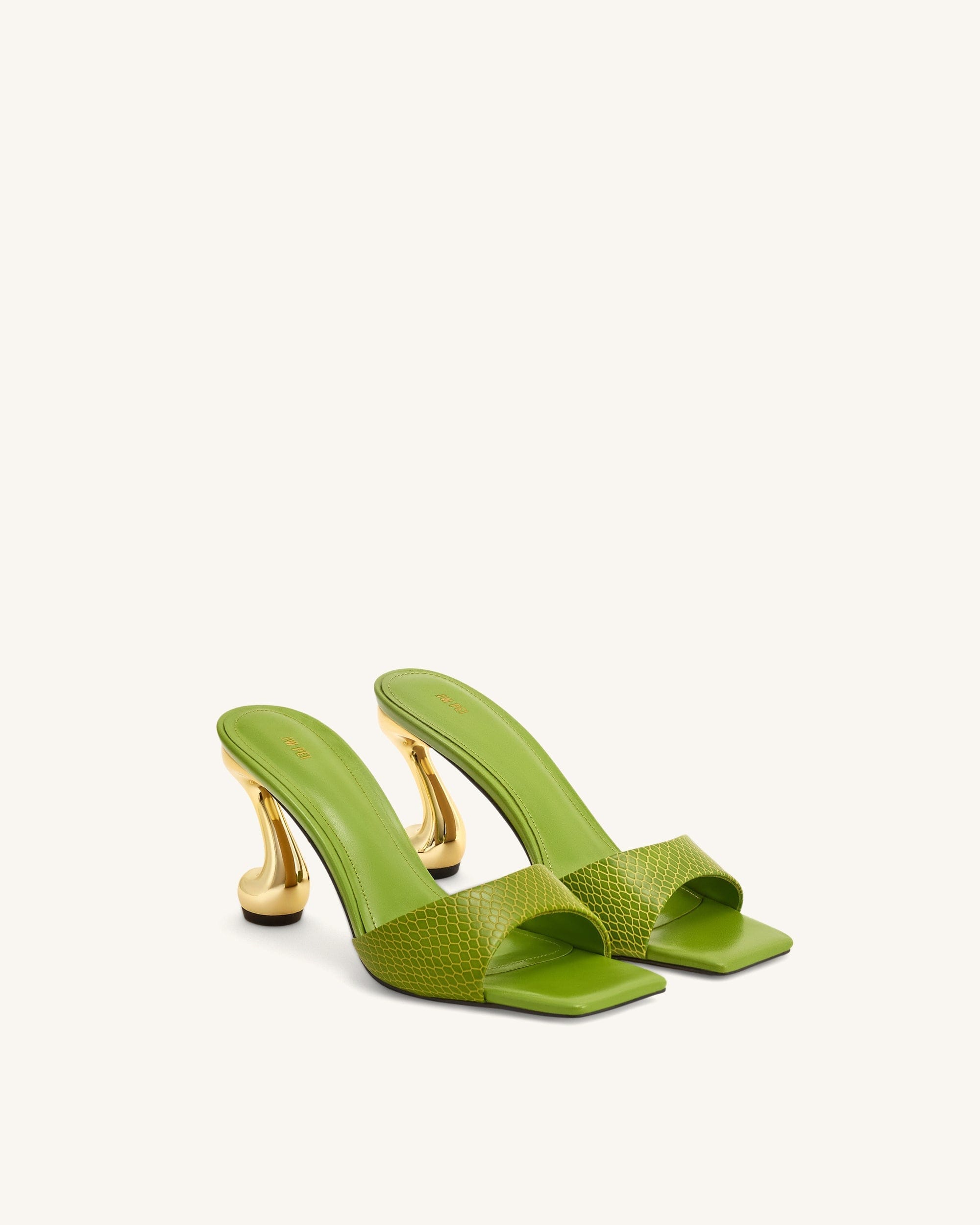Jw Pei Hannah Snakeskin Heel Mules Green