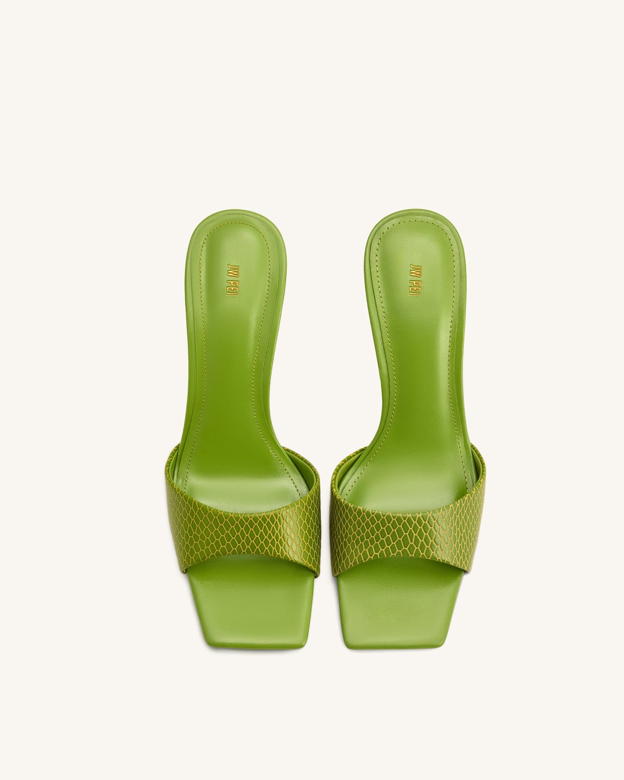 Jw Pei Hannah Snakeskin Heel Mules Green