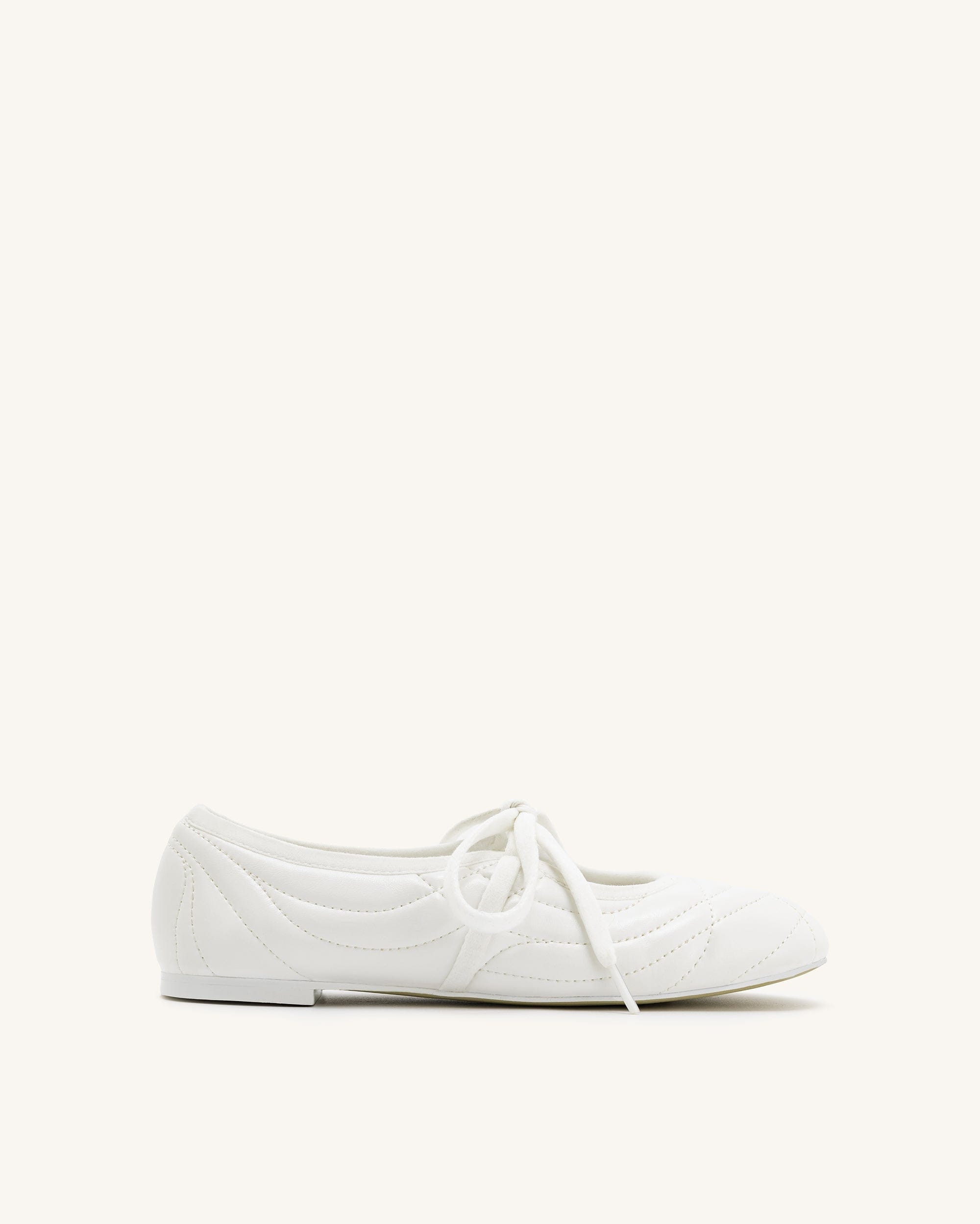 Jw Pei Erika Topstitching Lace Up Ballet Flats White