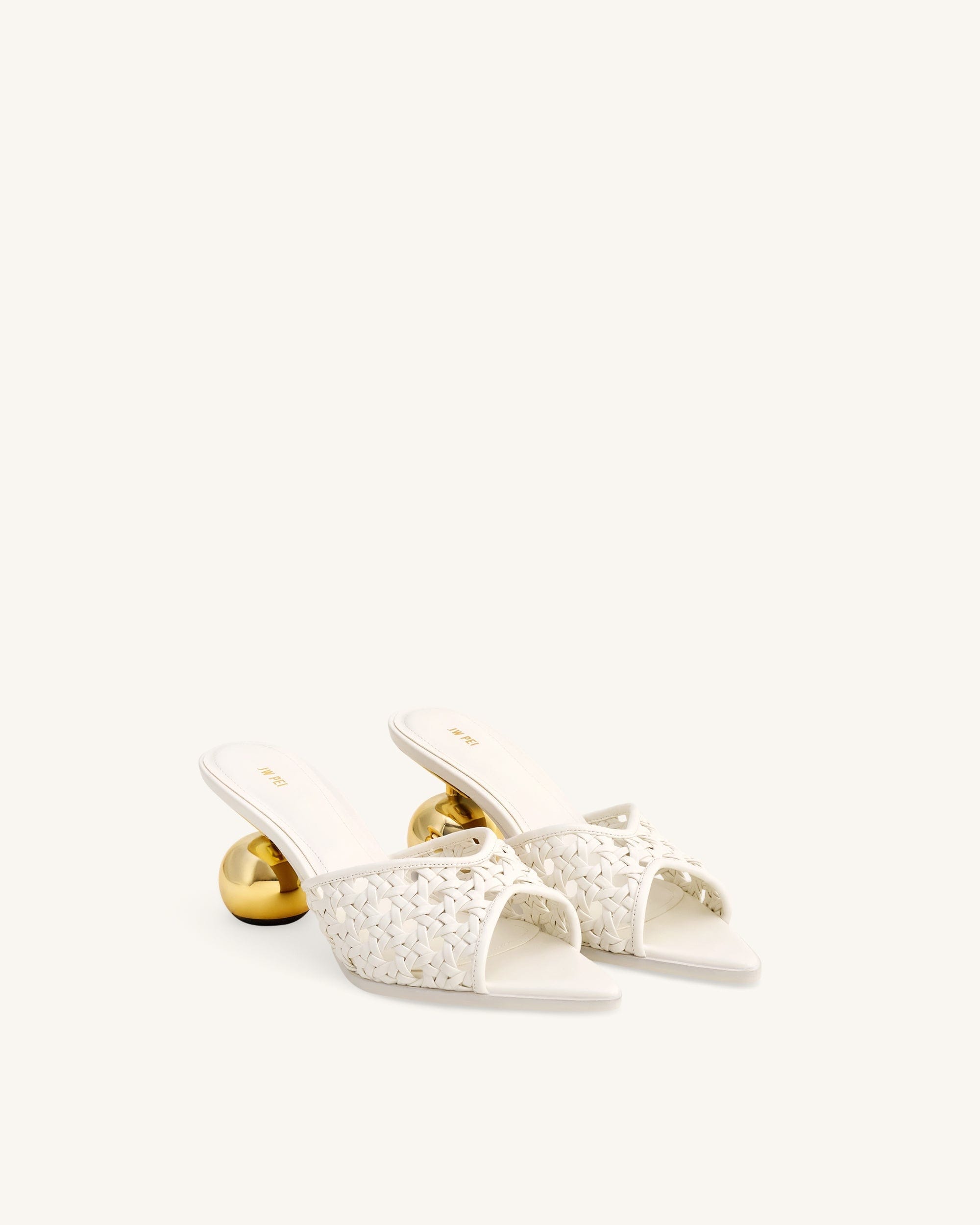 Jw Pei Ellie Woven Sphere Heel Mules White