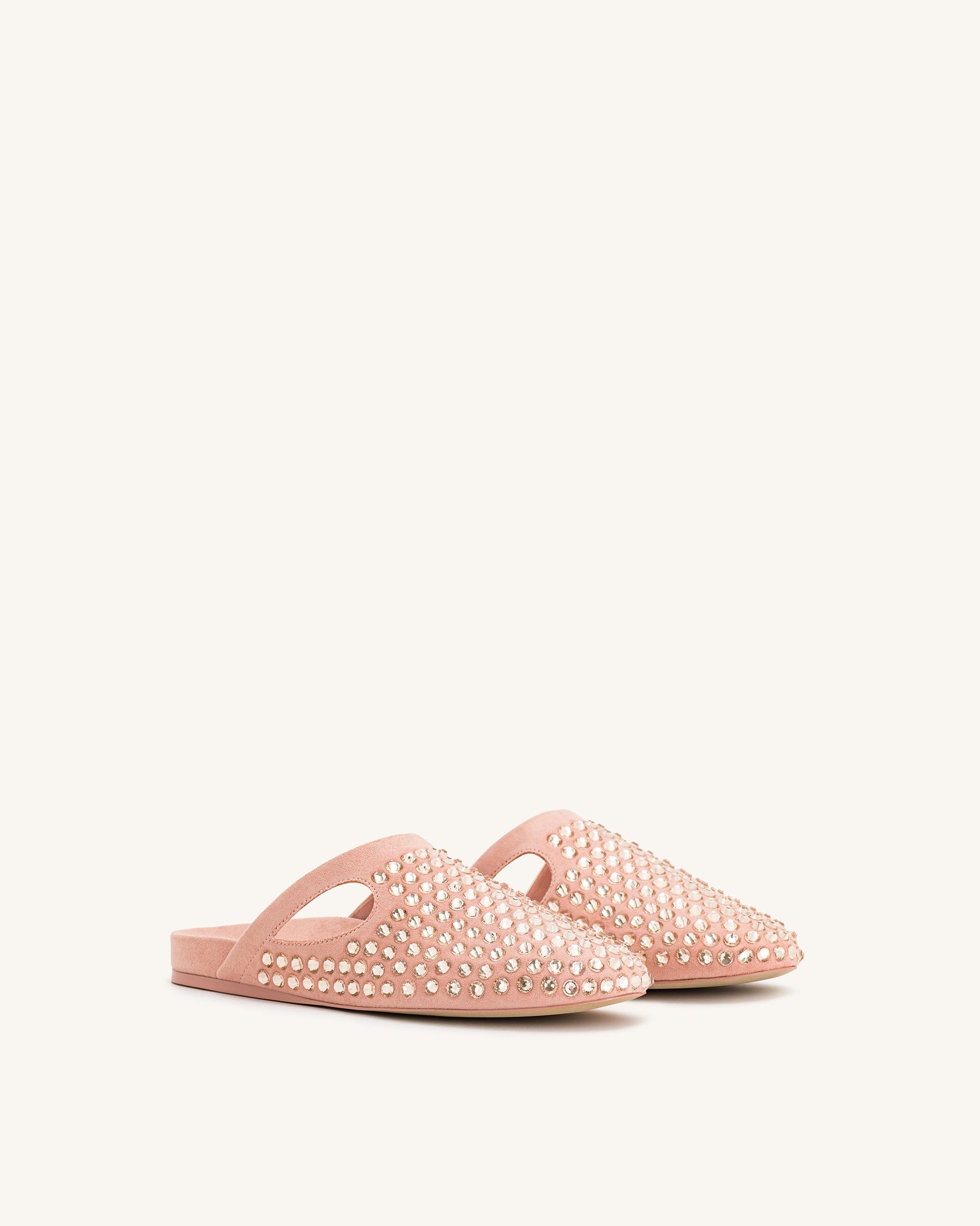 Jw Pei Athena Artificial Crystal Flat Mules Pink Beige