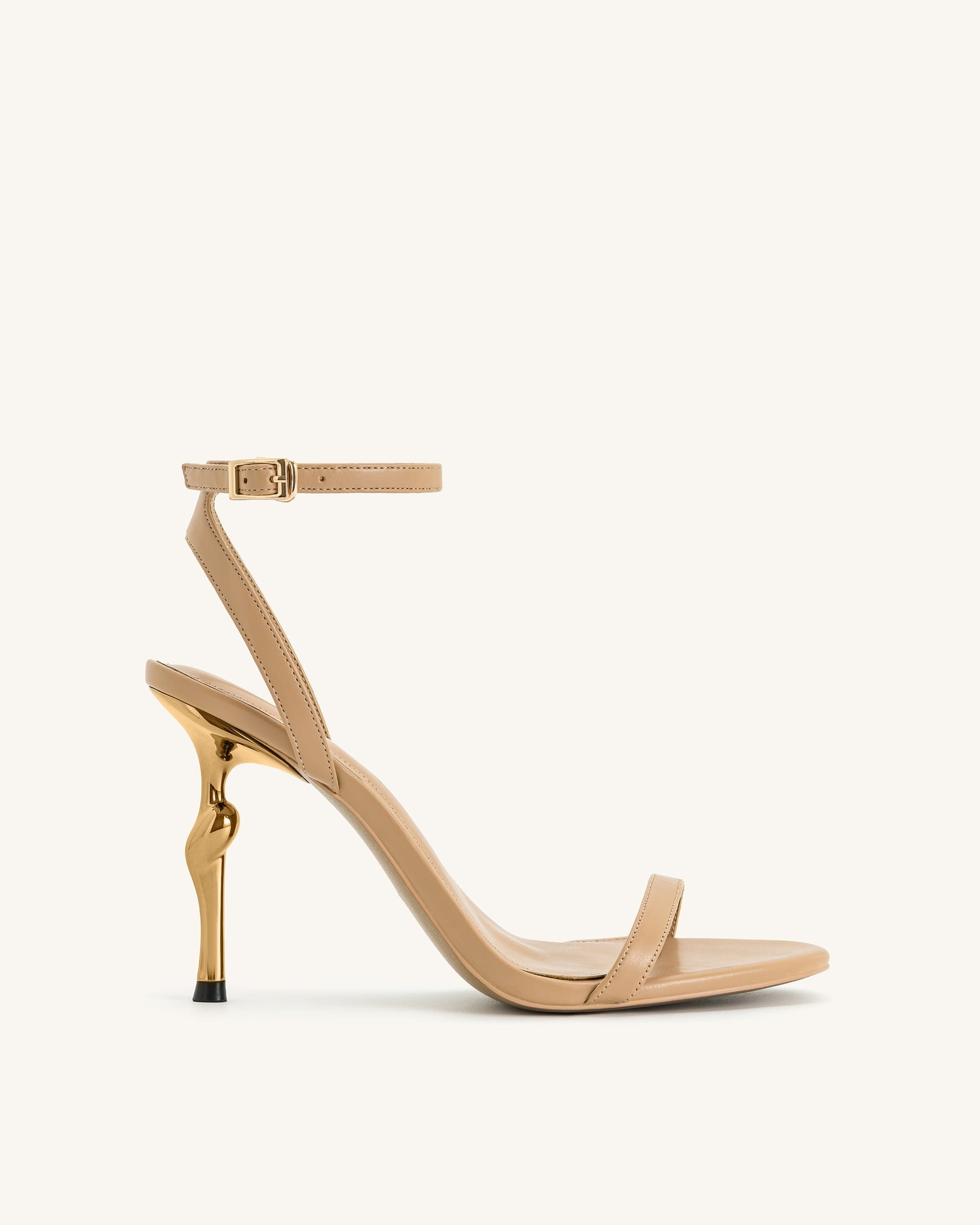 Jw Pei Alivia Gold Metal Heel Sandals Khaki