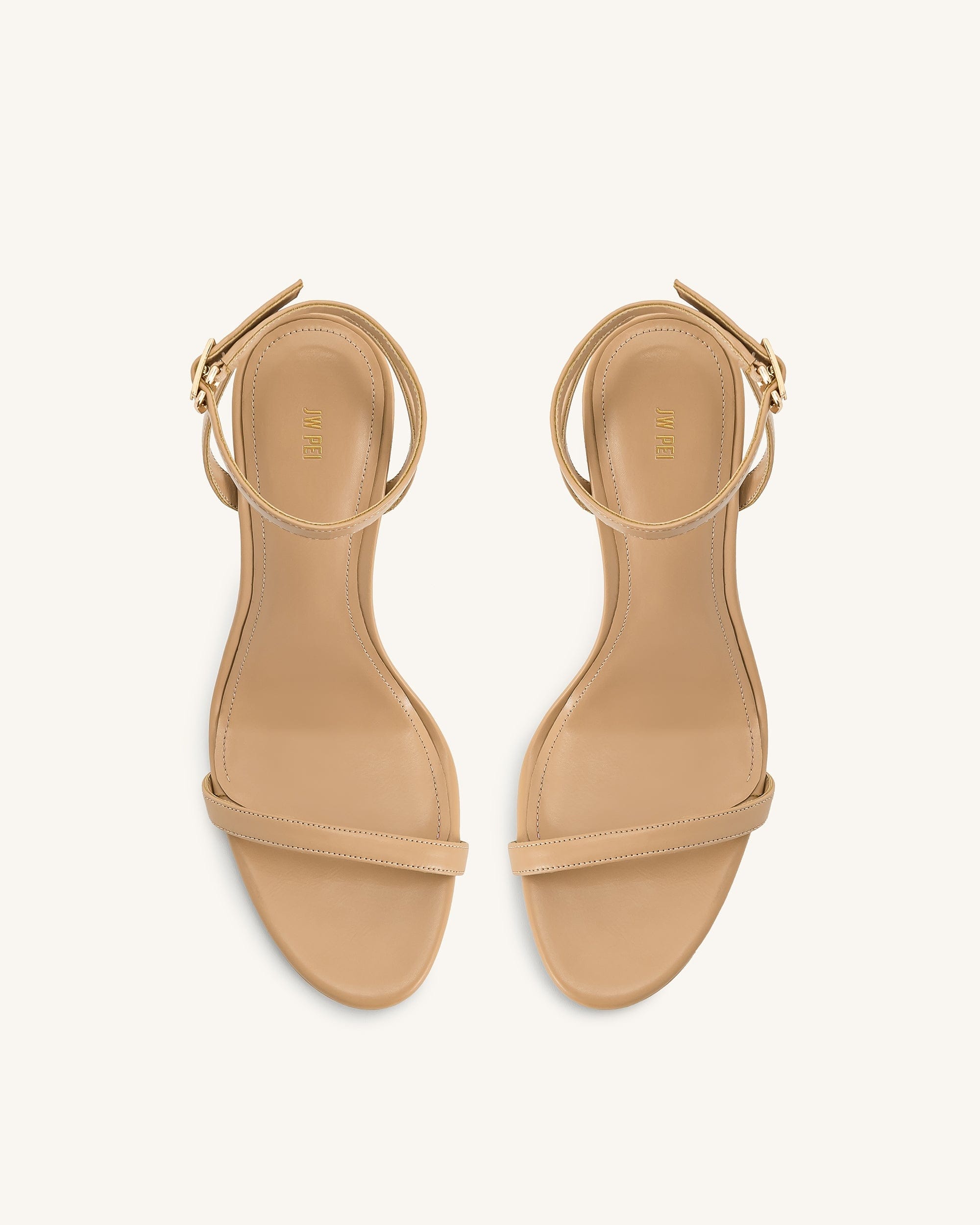 Jw Pei Alivia Gold Metal Heel Sandals Khaki