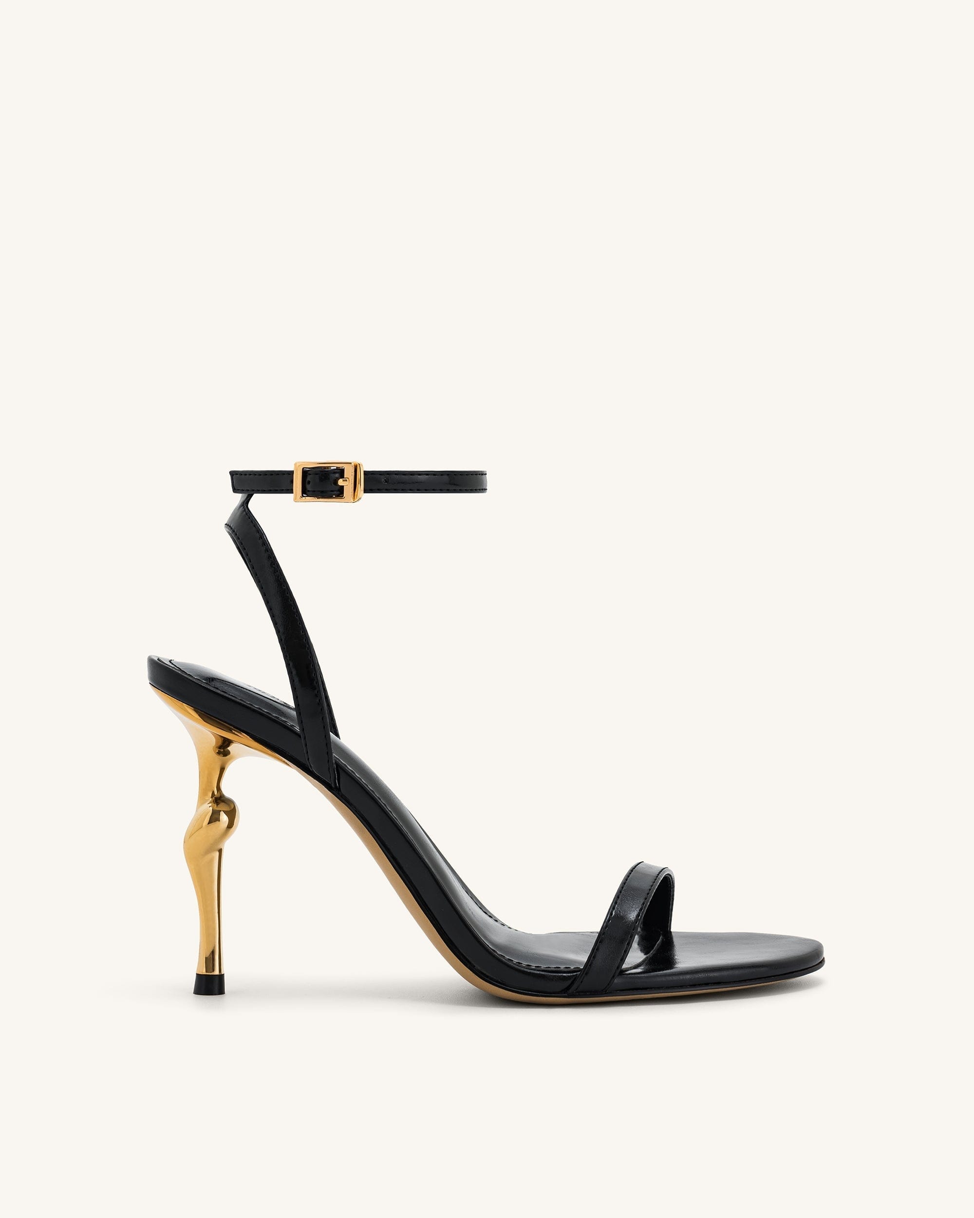 Jw Pei Alivia Gold Metal Heel Sandals Black