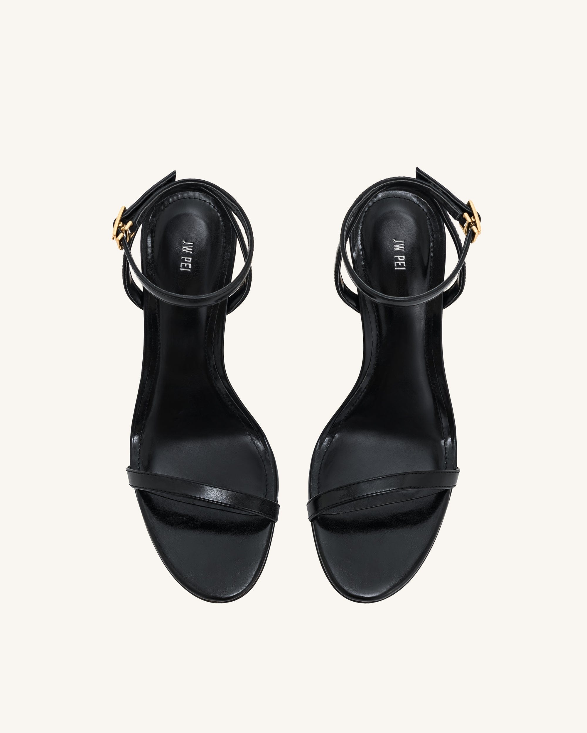 Jw Pei Alivia Gold Metal Heel Sandals Black
