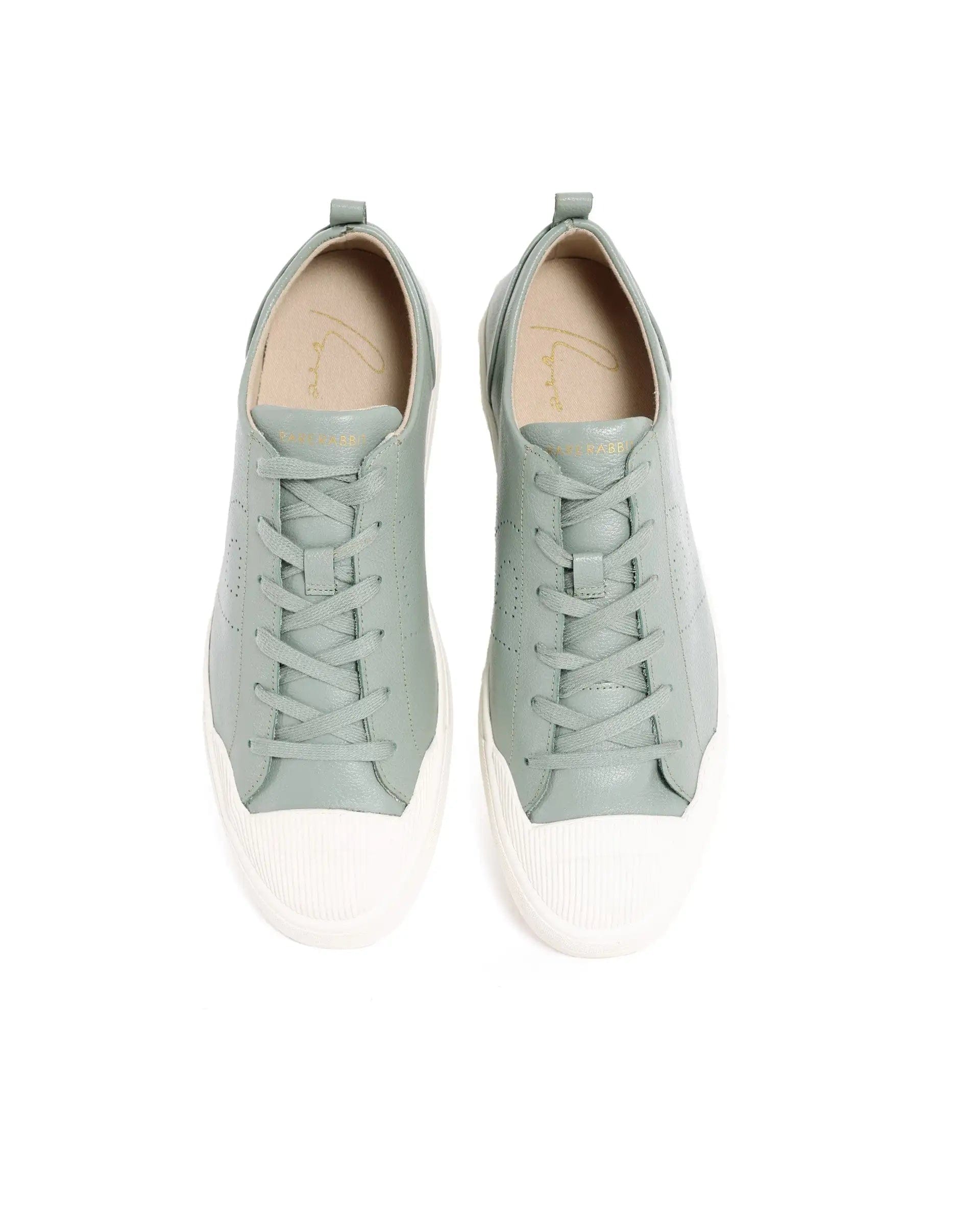 RAREZ Rare Rabbit Mens Sauron Pro Sage Premium Milled Leather Lace Up Low Top Round Toe Sneaker Shoes