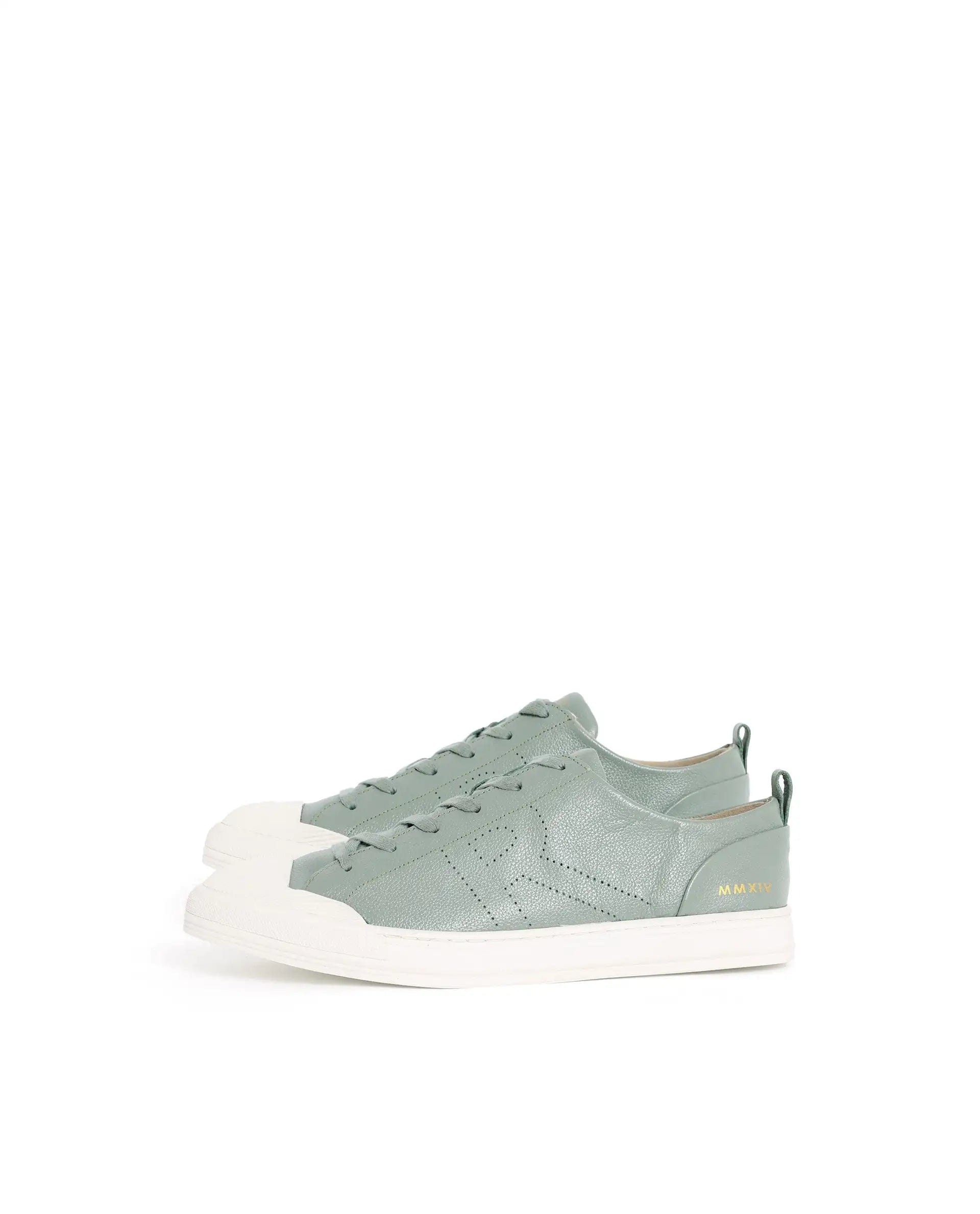 RAREZ Rare Rabbit Mens Sauron Pro Sage Premium Milled Leather Lace Up Low Top Round Toe Sneaker Shoes
