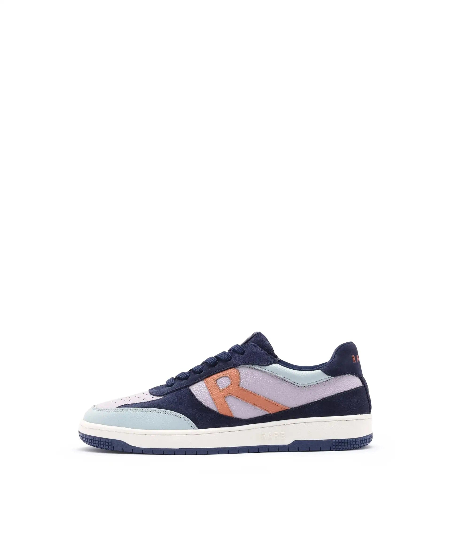 RAREZ Rare Rabbit Men's Parallax Purple / Navy Genuine Suede Colorblock Low - Top Lace - Up Sneaker Shoes