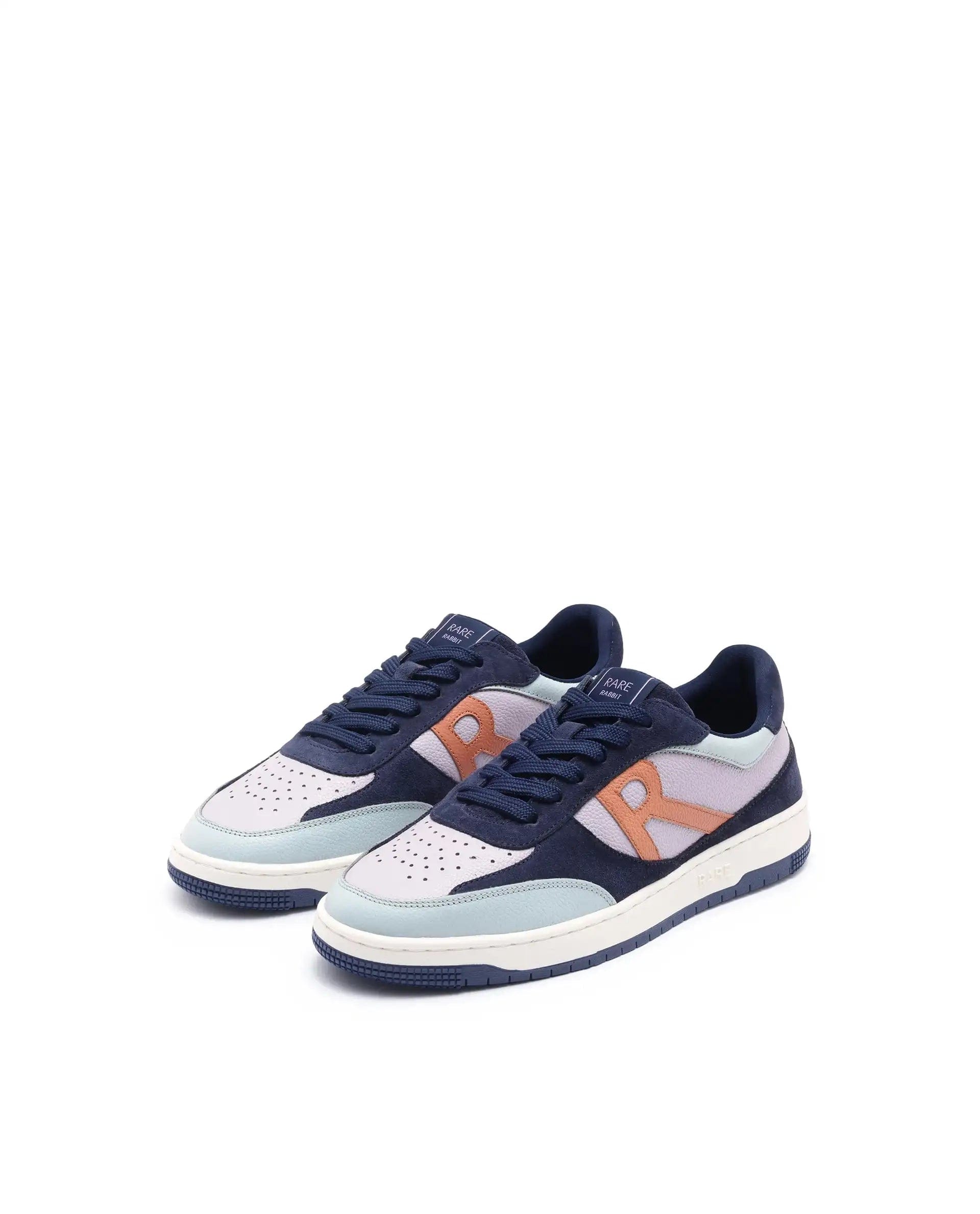 RAREZ Rare Rabbit Men's Parallax Purple / Navy Genuine Suede Colorblock Low - Top Lace - Up Sneaker Shoes