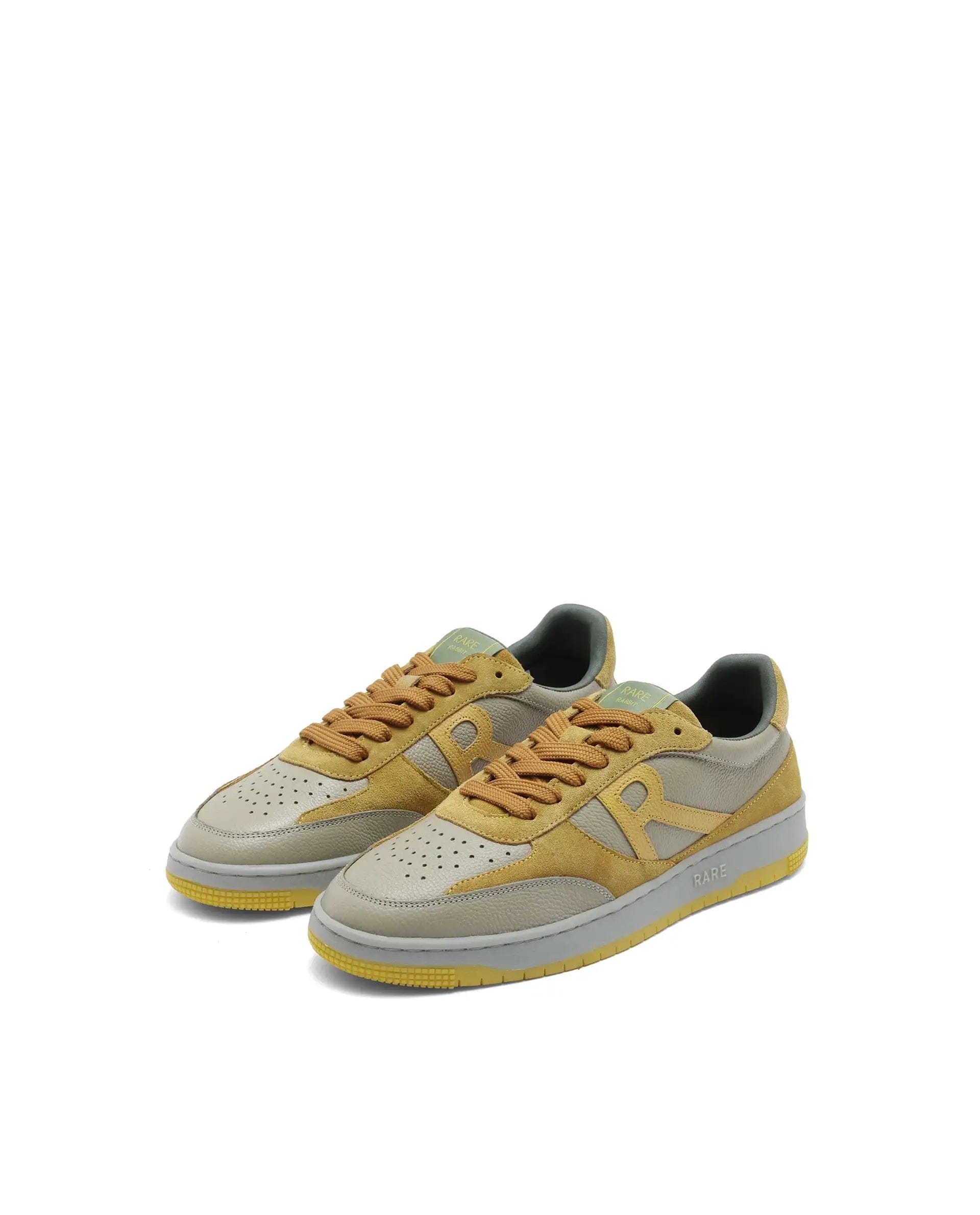 RAREZ Rare Rabbit Men's Parallax Sage/Yellow Genuine Suede Colorblock Low - Top Lace - Up Sneaker Shoes