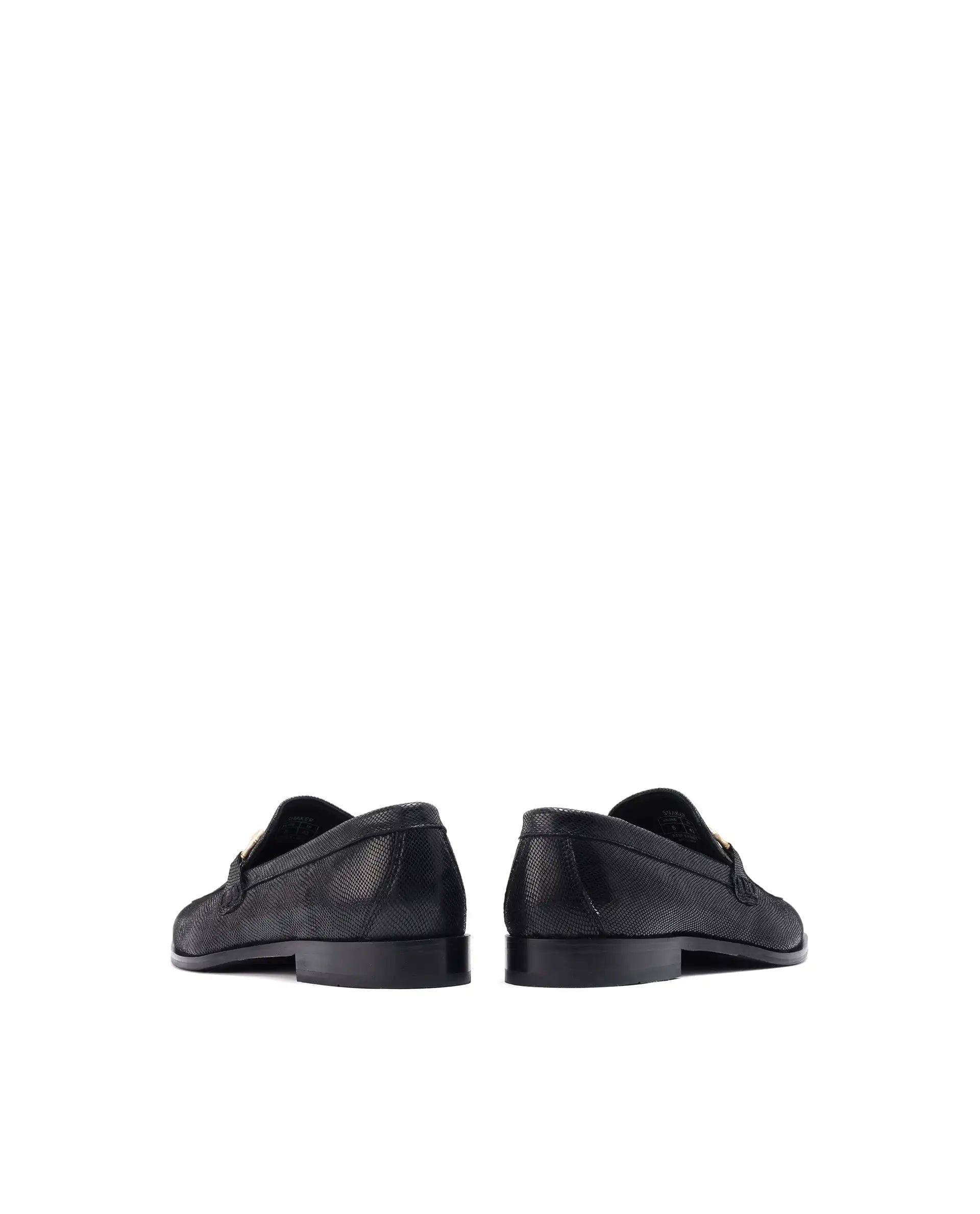 RAREZ Rare Rabbit Men's Snaker Black Slip - On Genuine Textured Leather Guild Branded Loafer