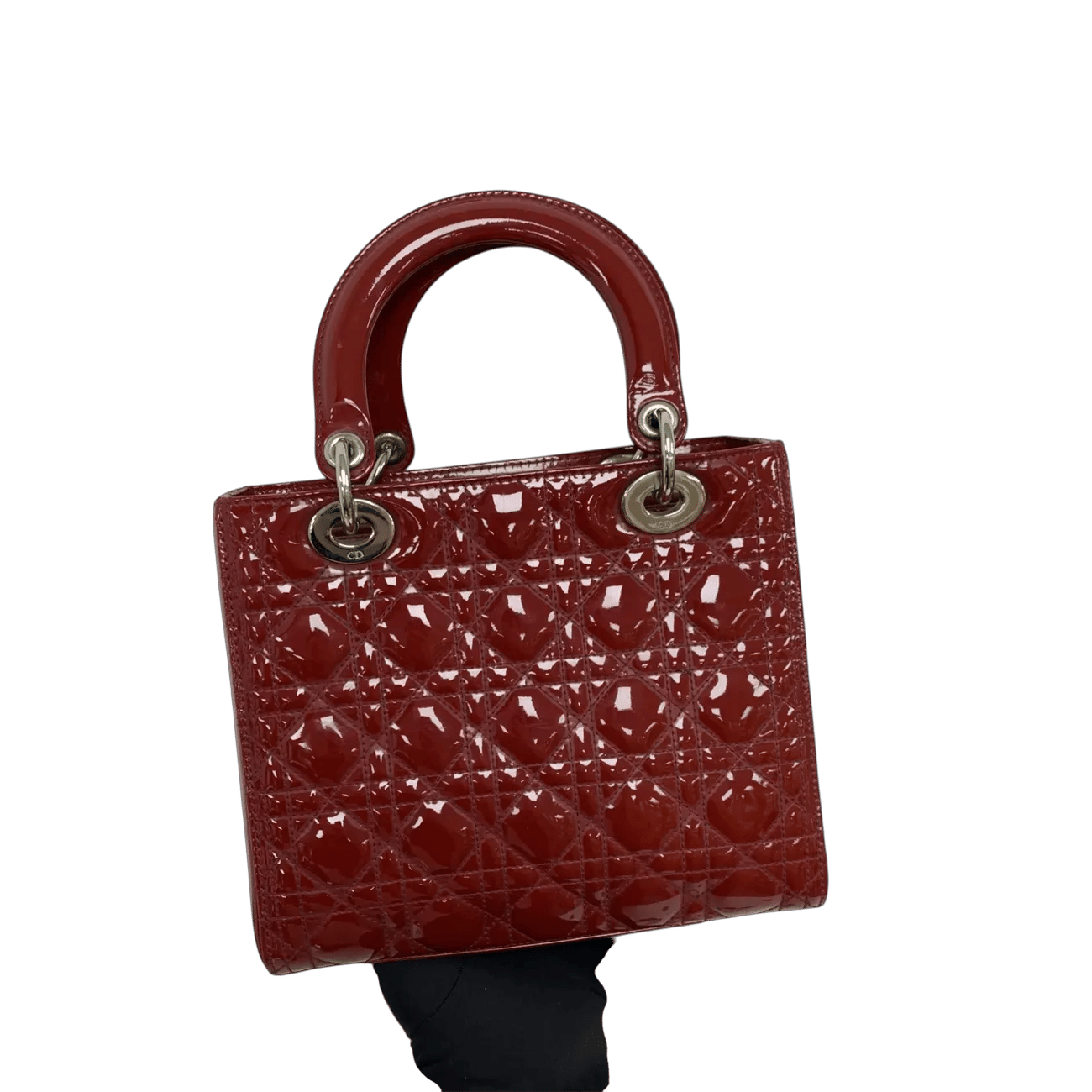 True To Sole Dior Red Lady Dior Medium Patent Zip Version Shoulder Bag