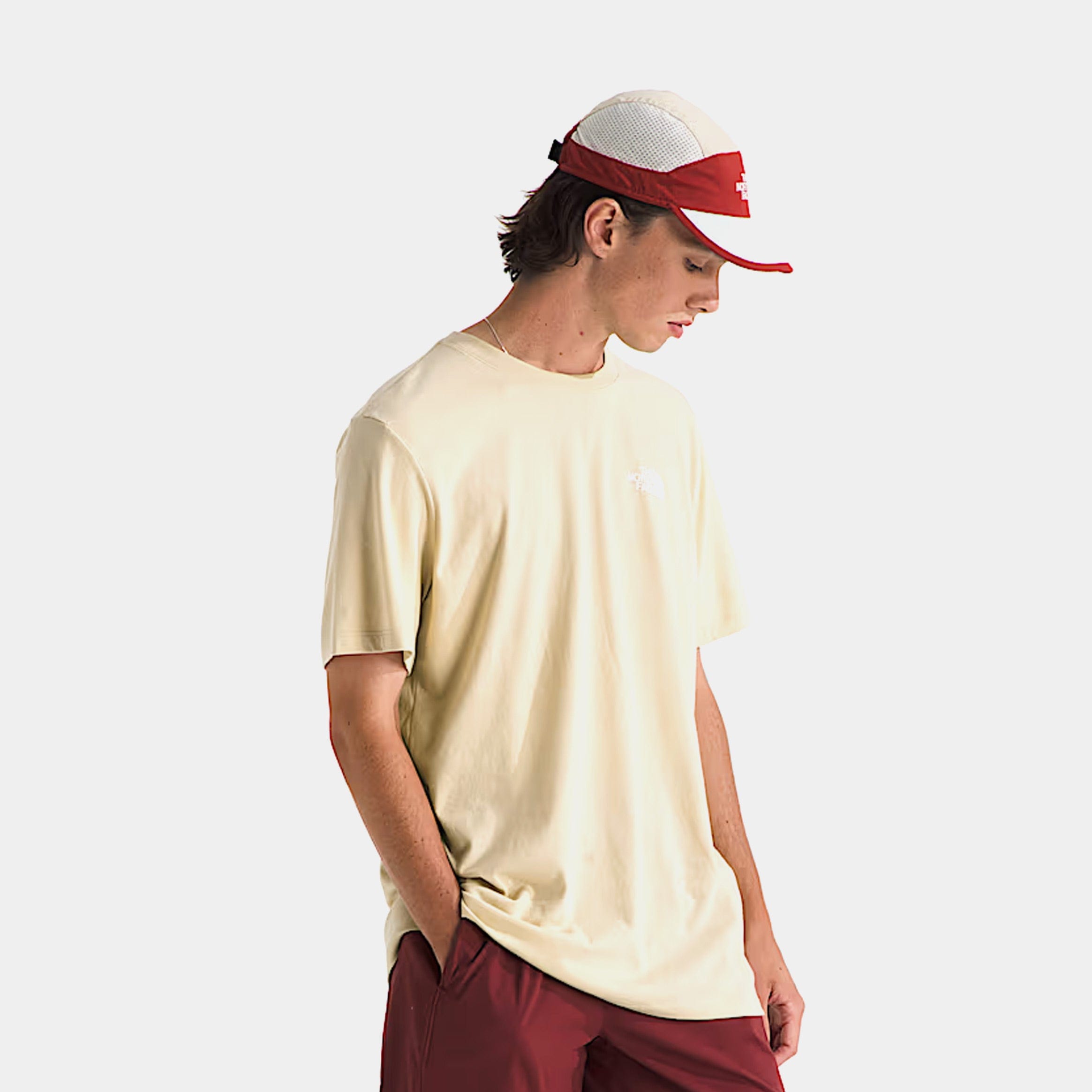 THE NORTH FACE Core Box NSE Mens Short Sleeve Shirt (Beige/White)