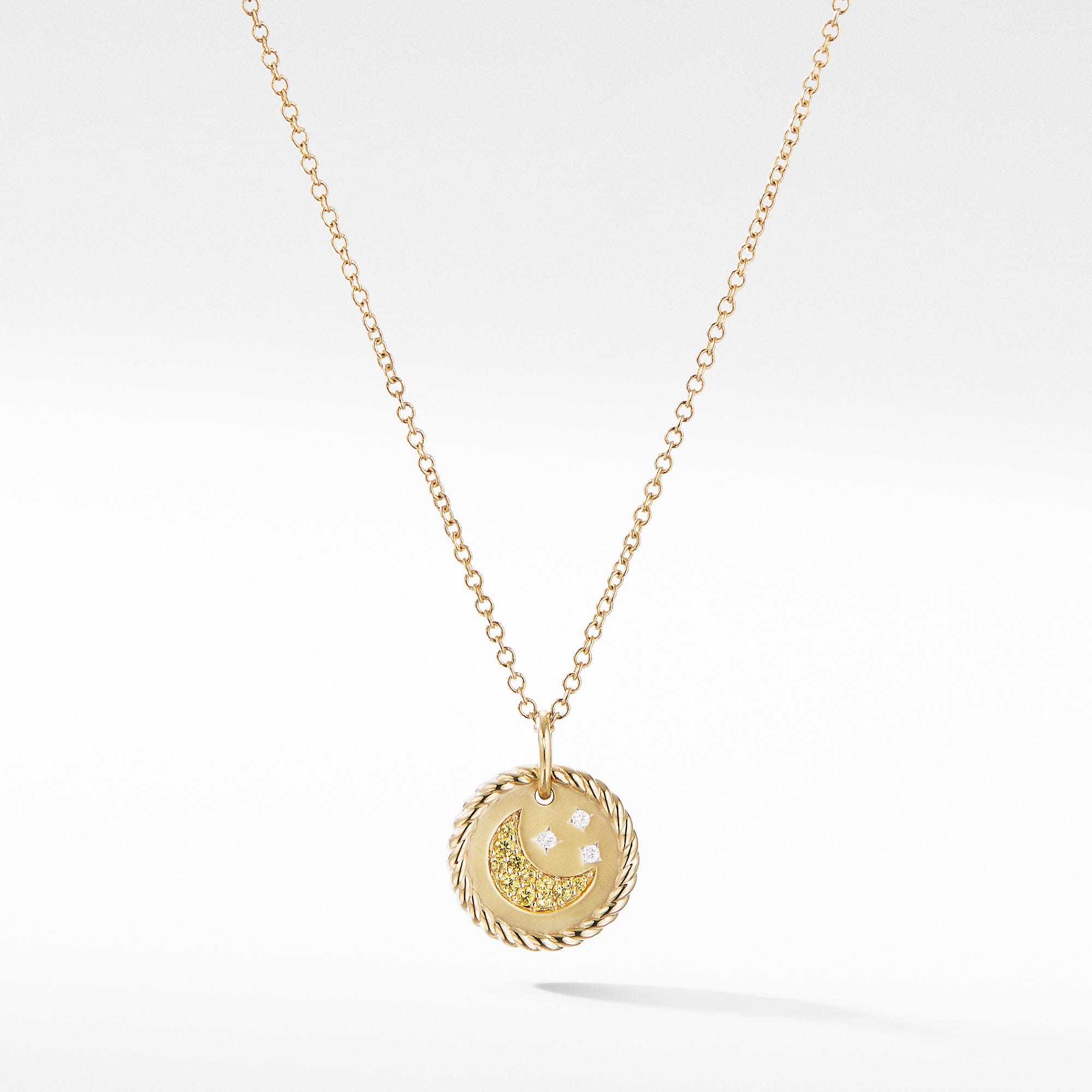 David Yurman Cable Collectibles® Moon and Stars Necklace with Diamonds and Yellow Sapphires in 18K Gold, 18" Length