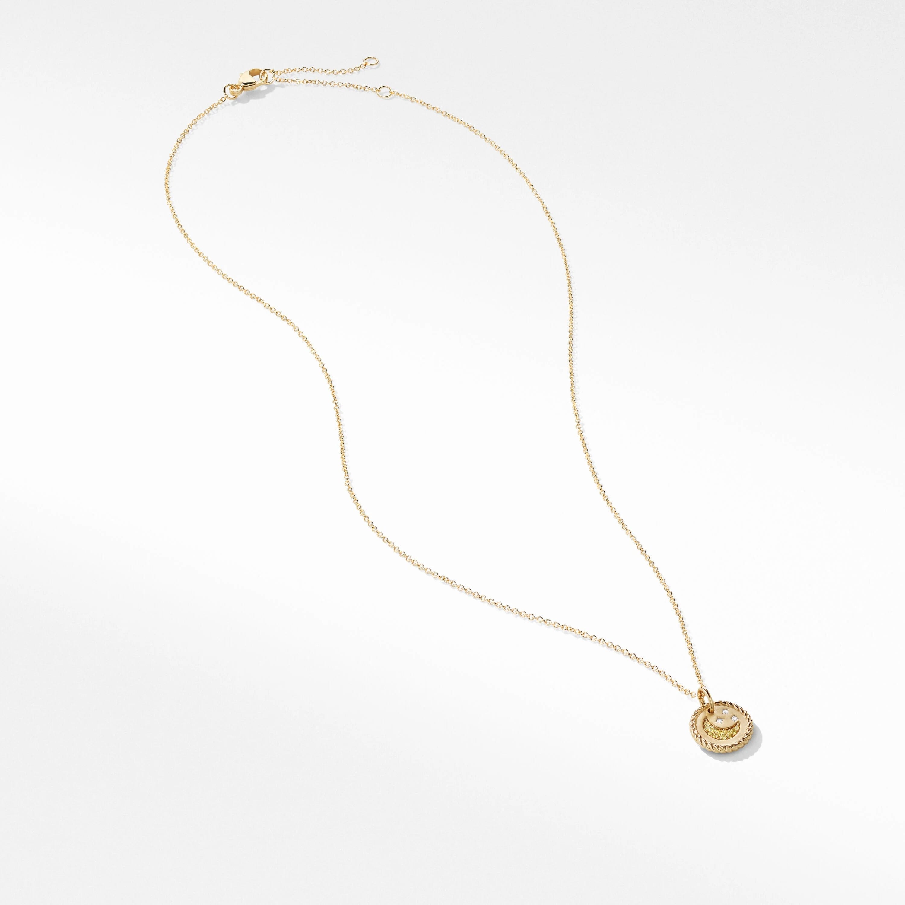 David Yurman Cable Collectibles® Moon and Stars Necklace with Diamonds and Yellow Sapphires in 18K Gold, 18" Length