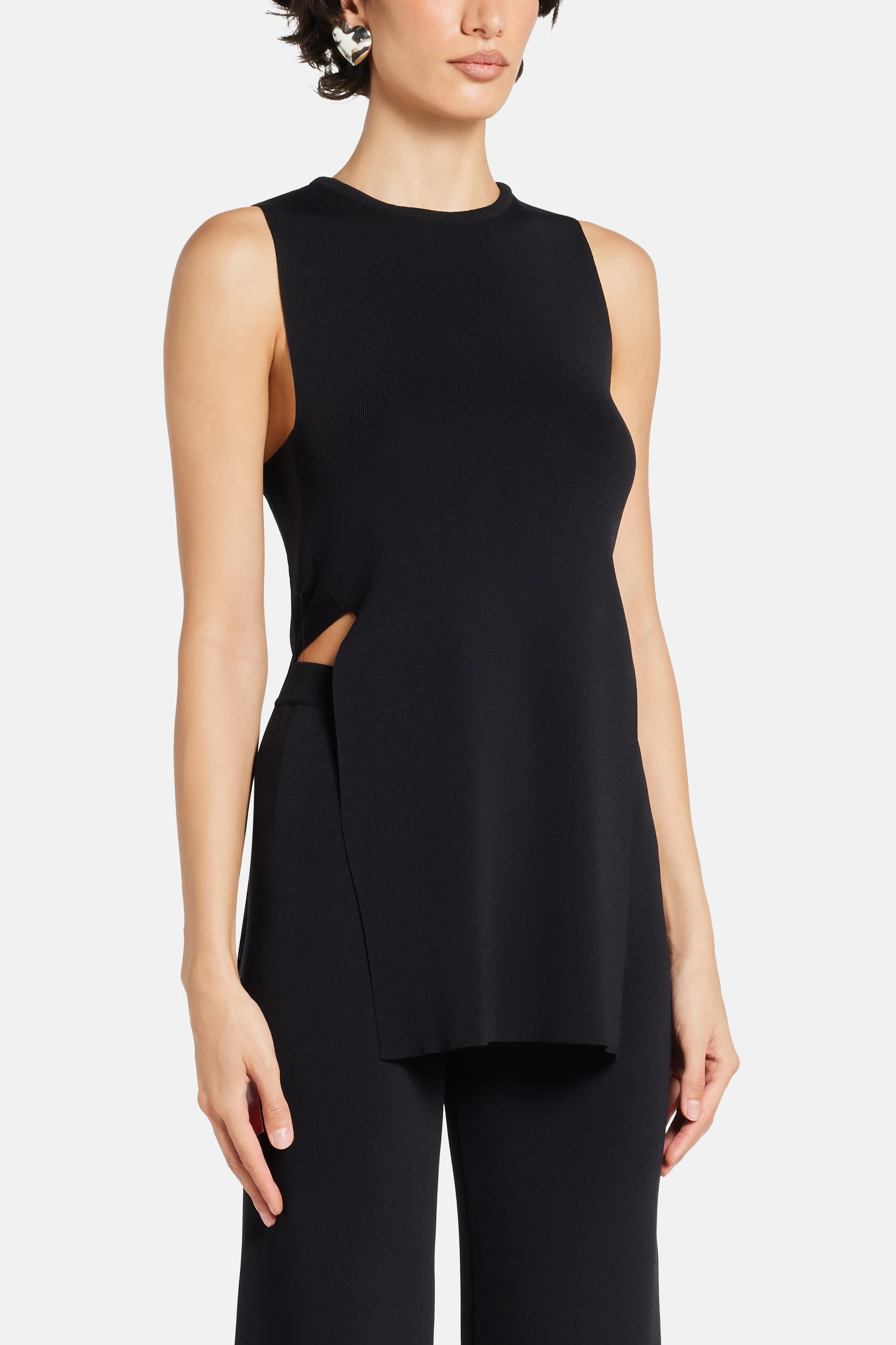 SIMON Miller Canoga Knit Sleeveless Top in Black