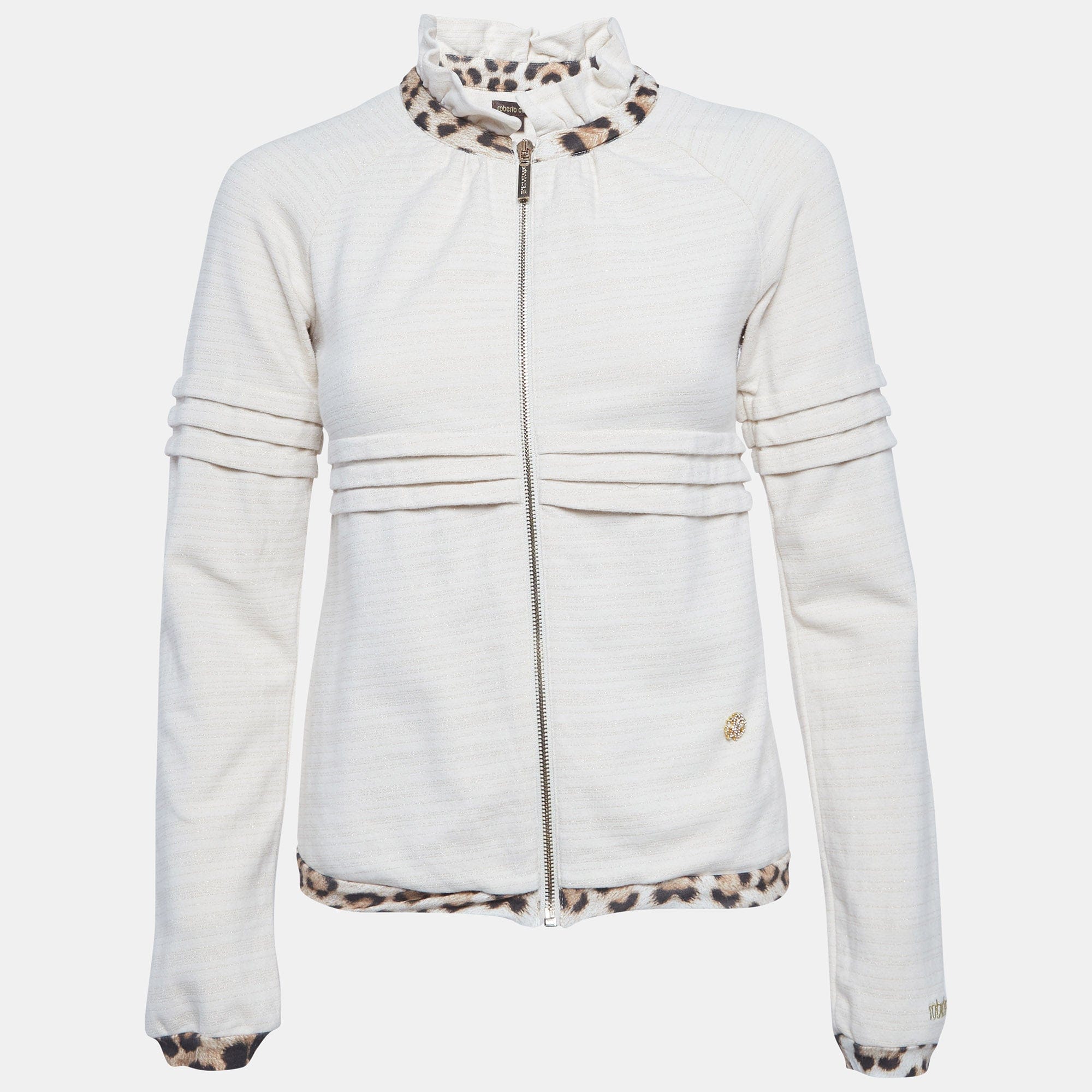 Roberto Cavalli Beige Cotton Zip - Up Jacket