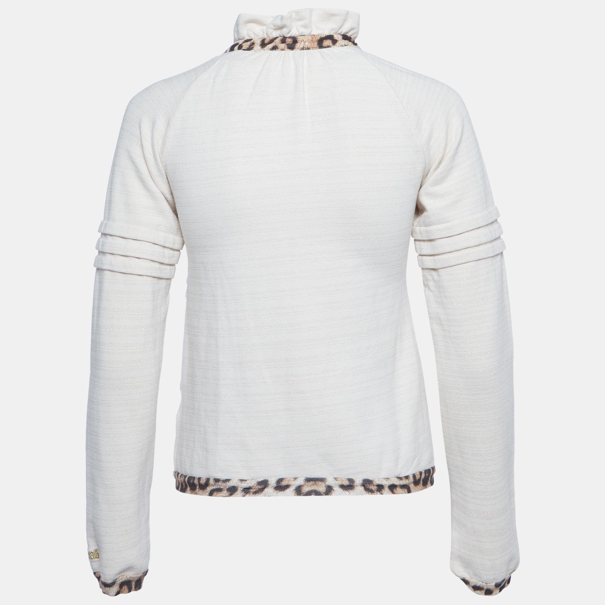 Roberto Cavalli Beige Cotton Zip - Up Jacket