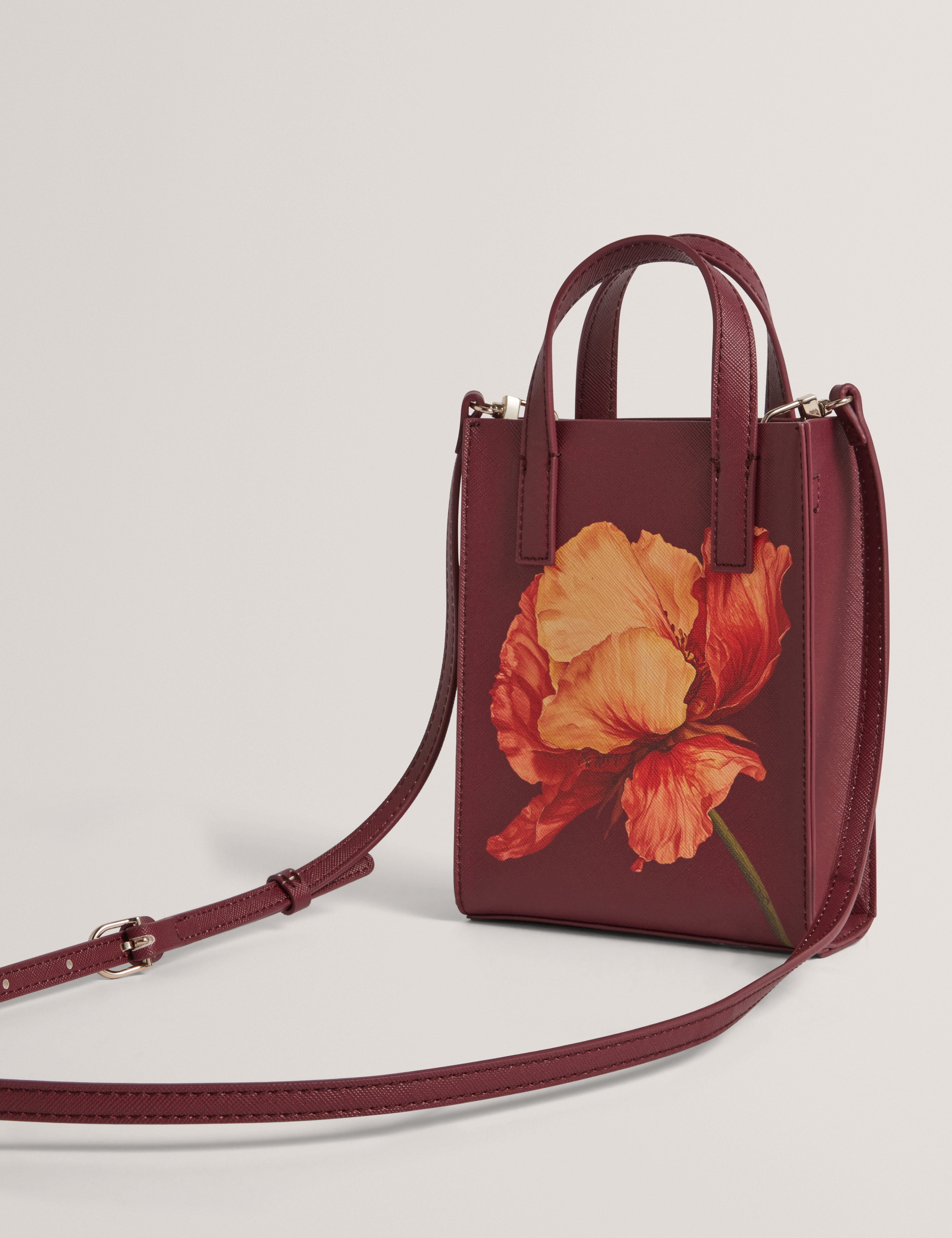 Flower Shilee Printed Flower Mini Icon Bag Wine