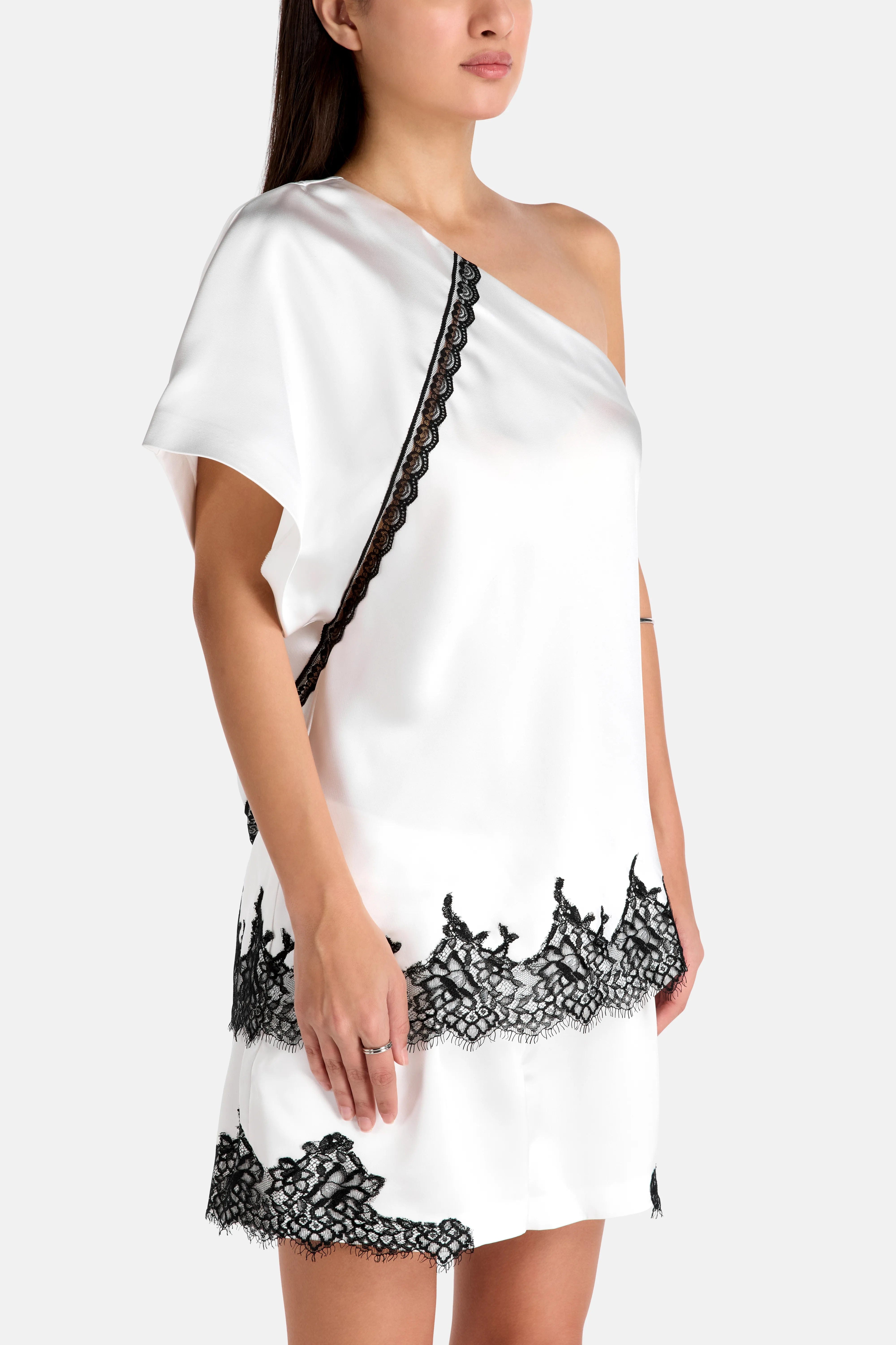 IRO Topazi One Shoulder Lace Top in White