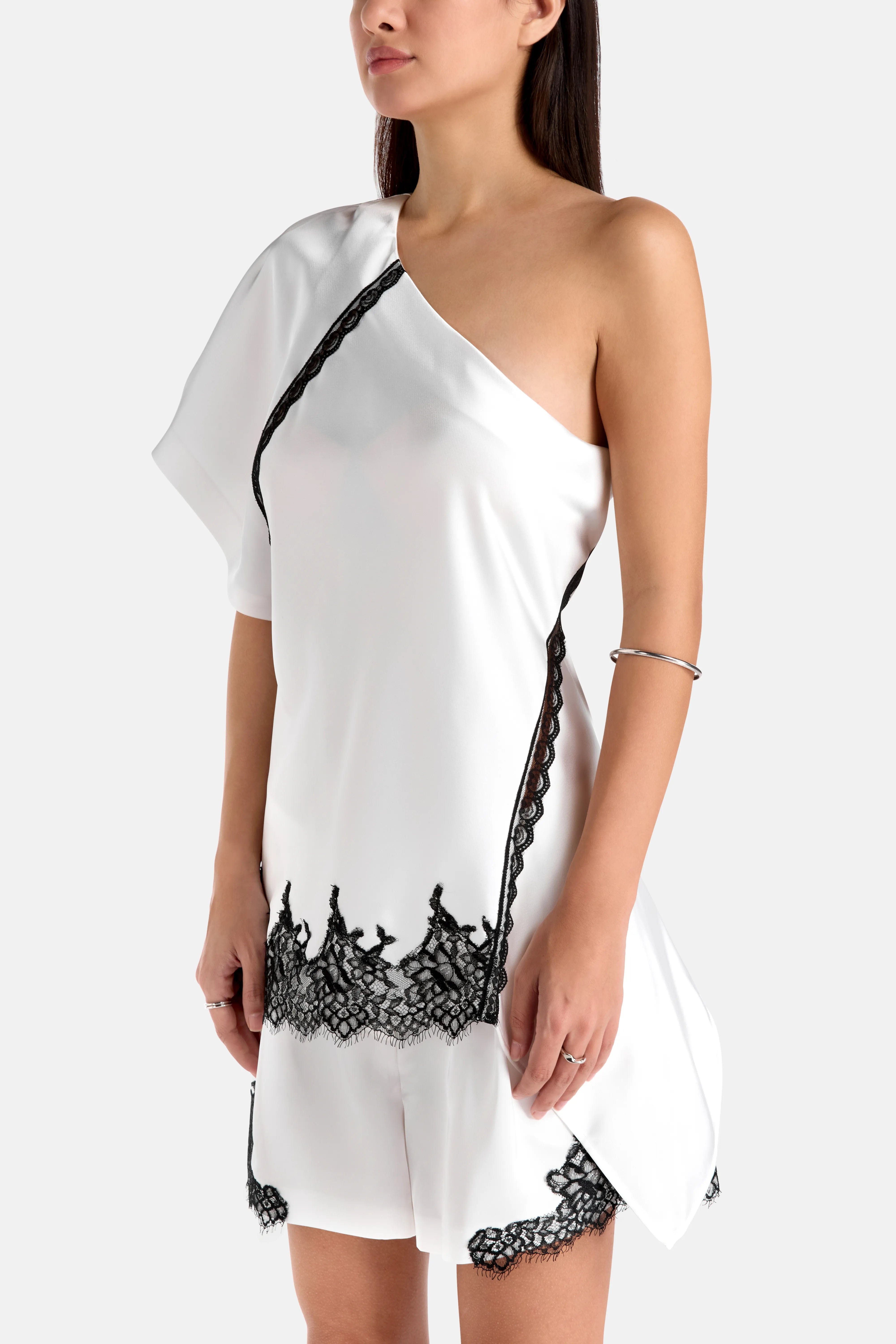 IRO Topazi One Shoulder Lace Top in White