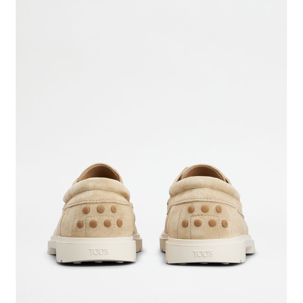 Tod's Tods Boat Shoes In Suede Beige Mens